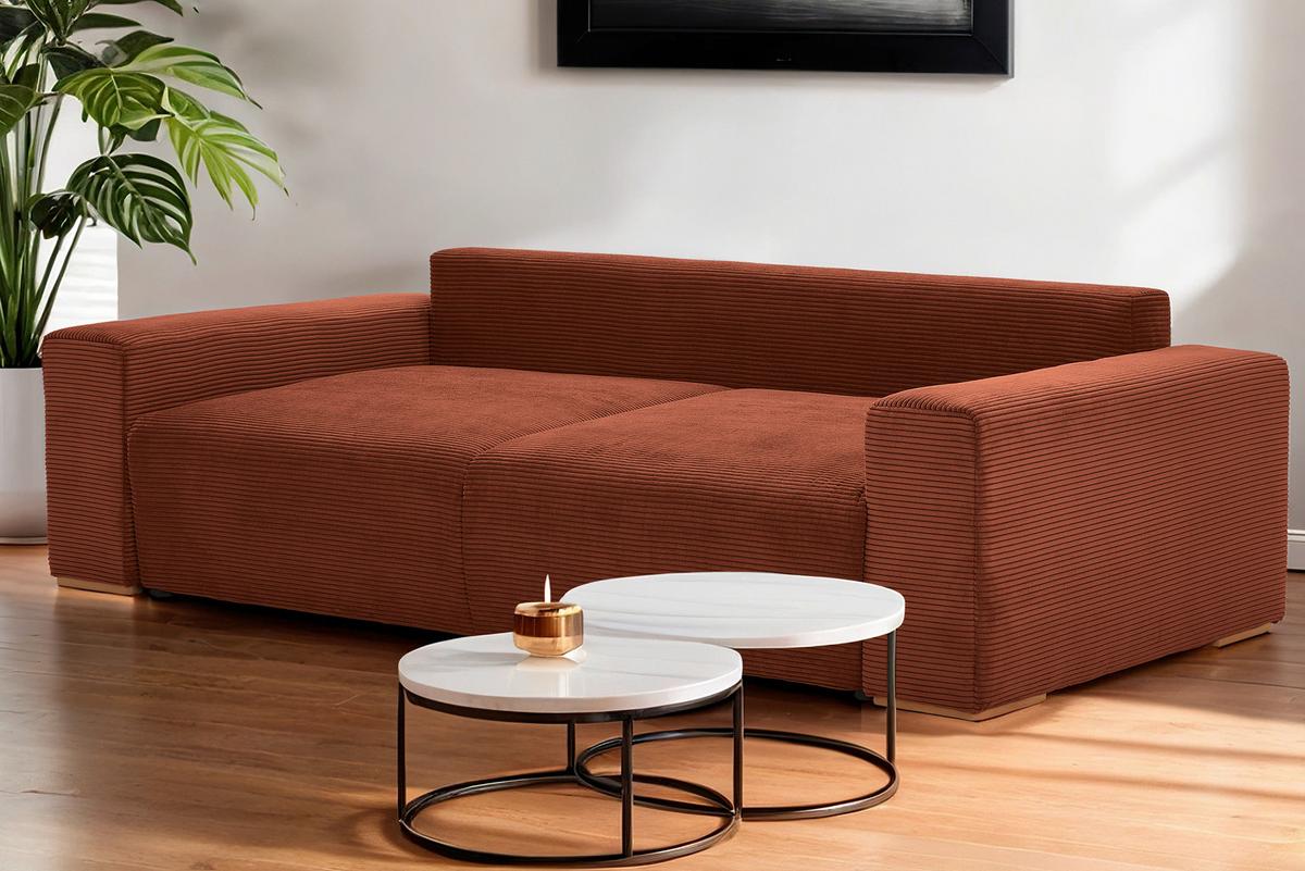 Schlafsofa Vouge Kupferfarben Bettkasten, B: 255 Cm - Buchefarben/Schwarz, KONVENTIONELL, Textil (255/86/123cm) - Livetastic