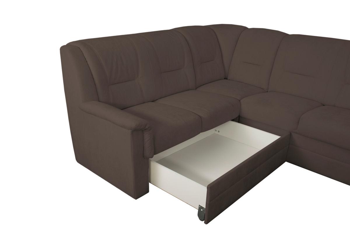 ECKSCHLAFSOFA Rafael, Braun S: 279x224cm - Beige/Schwarz, Trend, Textil (279/224cm)