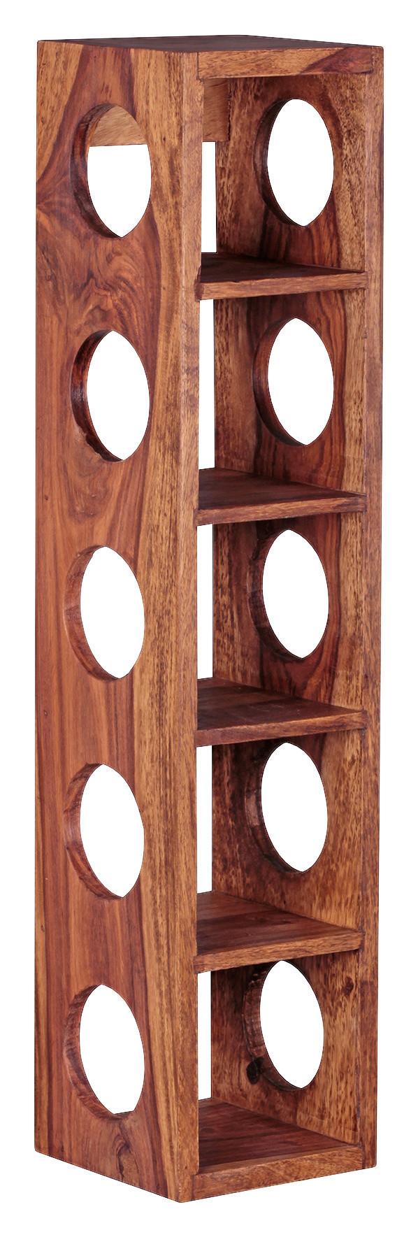 Weinregal Echtholz Sheesham 5 Flaschen Bxh 15x70 Cm - Sheeshamfarben, MODERN, Holz (15/70/15cm) - MID.YOU