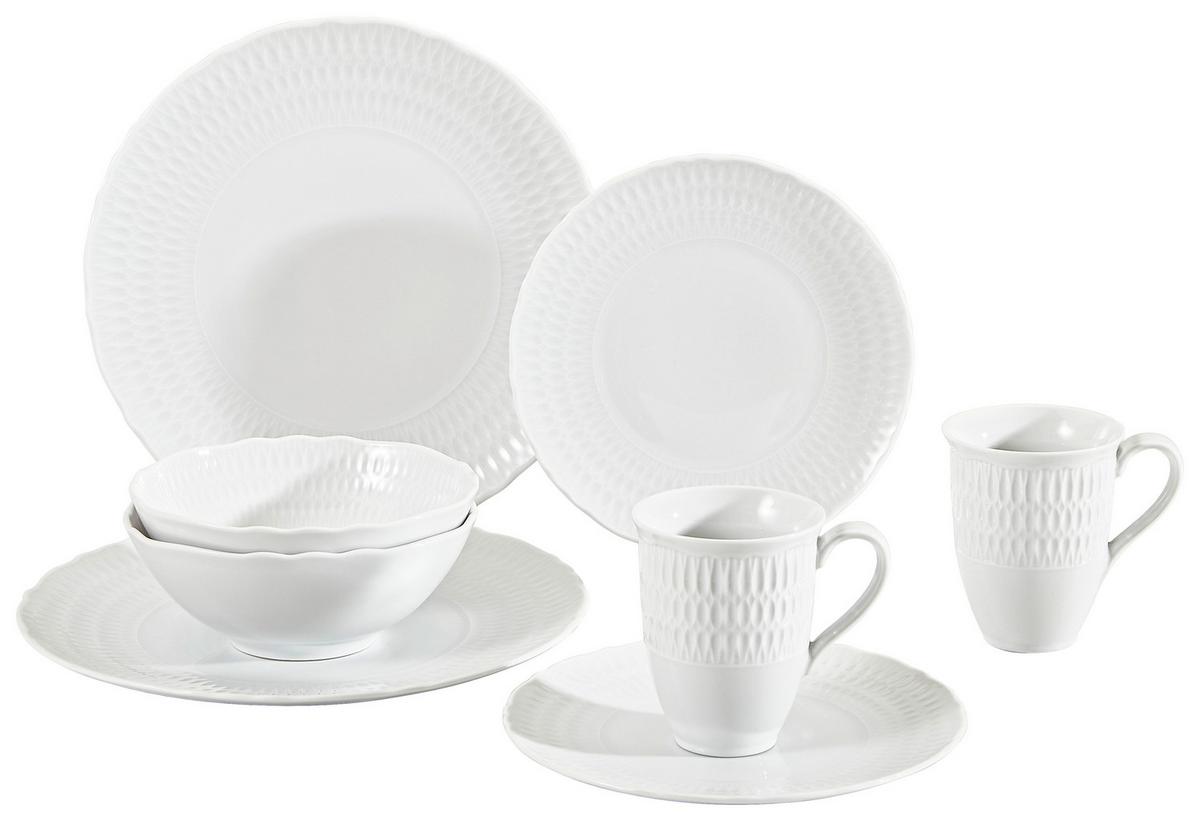 Kombiservice Sofia Keramik 2 Personen Geschirr Set Weiß - Weiß, Trend, Keramik - Creatable