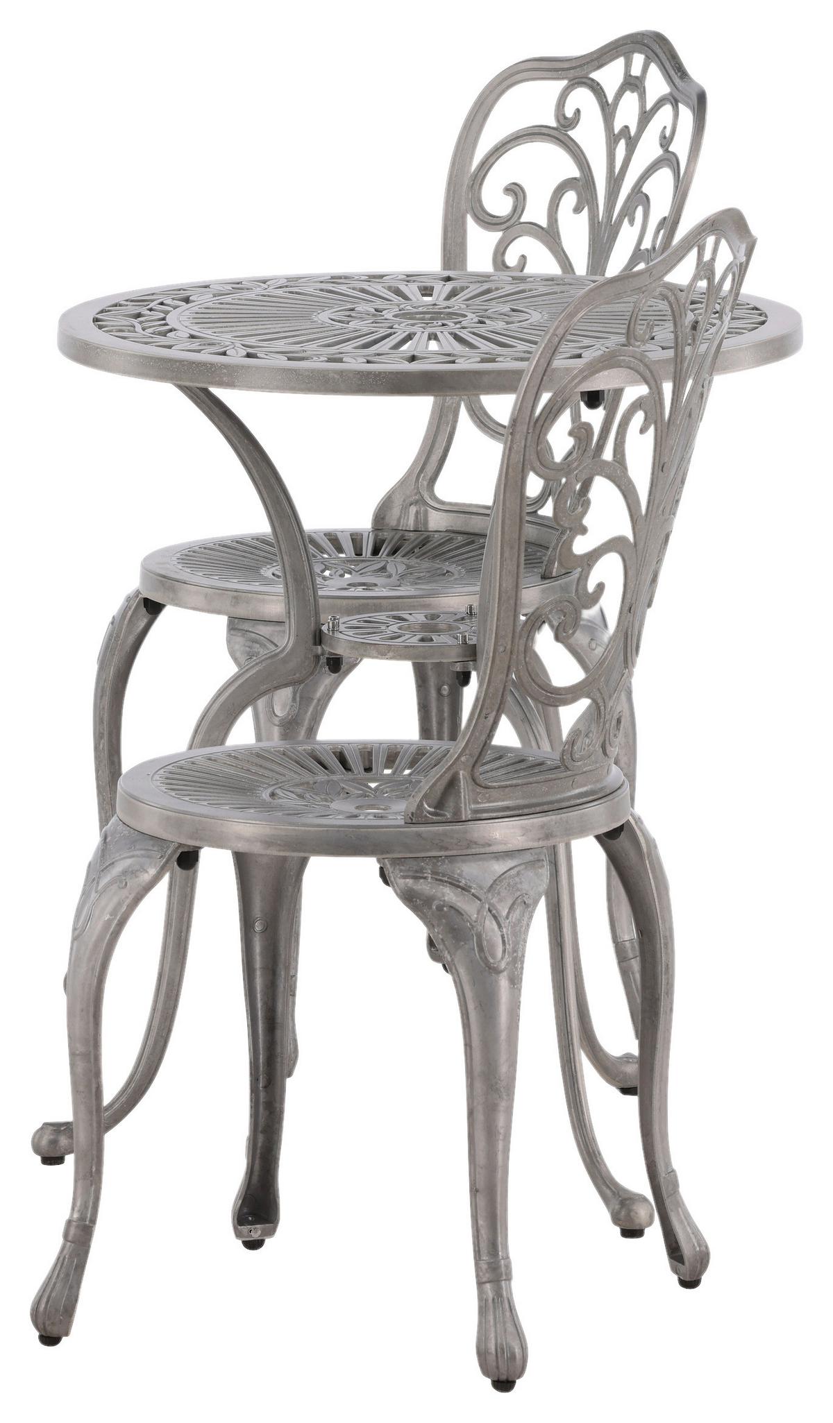 Balkonset Nandin - Silberfarben, KONVENTIONELL, Metall - Gardenson