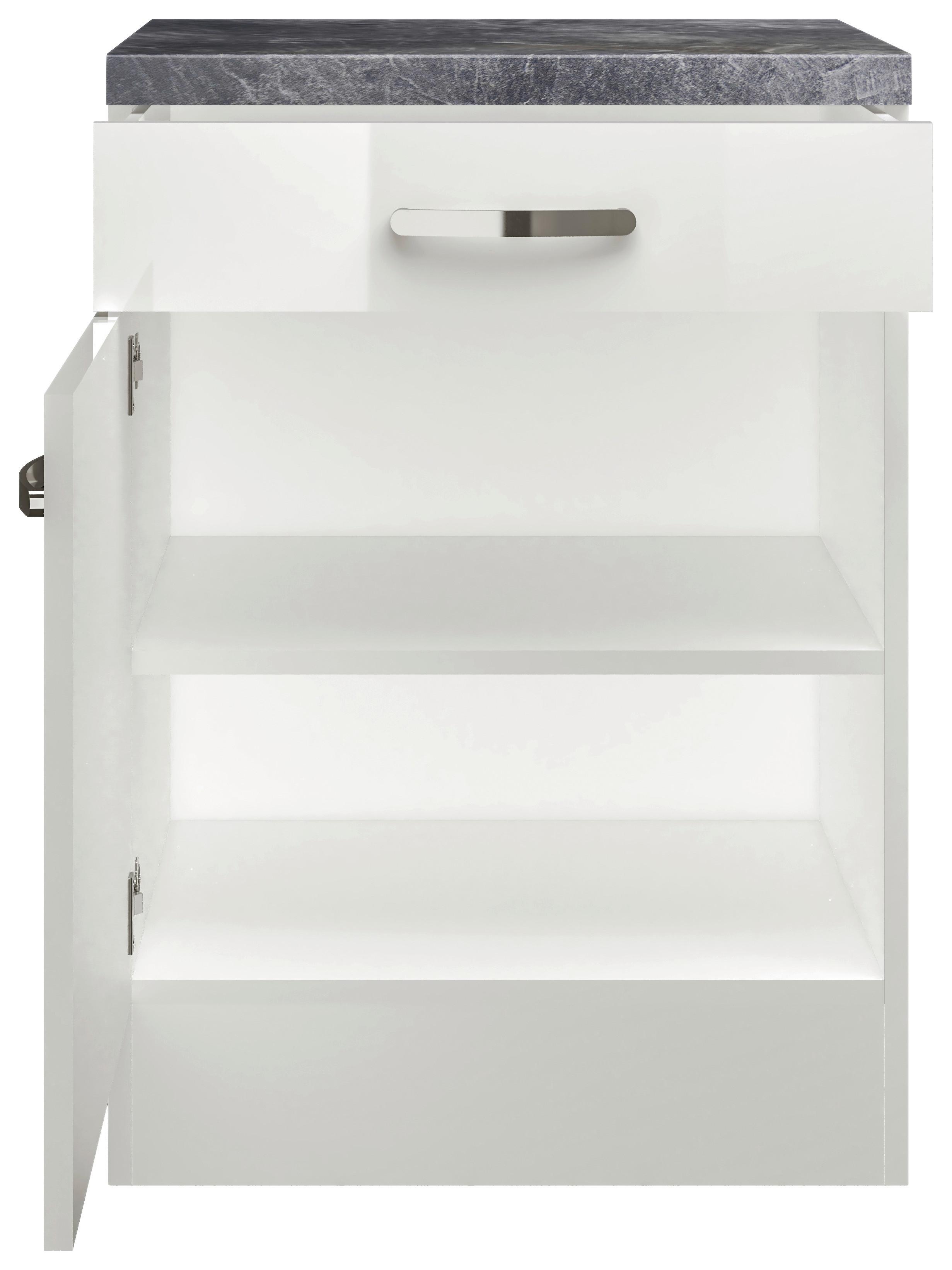 Küchenunterschrank Alba B: 60 cm Weiß/Schiefer mit Lade - Weiß, MODERN, Holzwerkstoff (60/86/57cm)