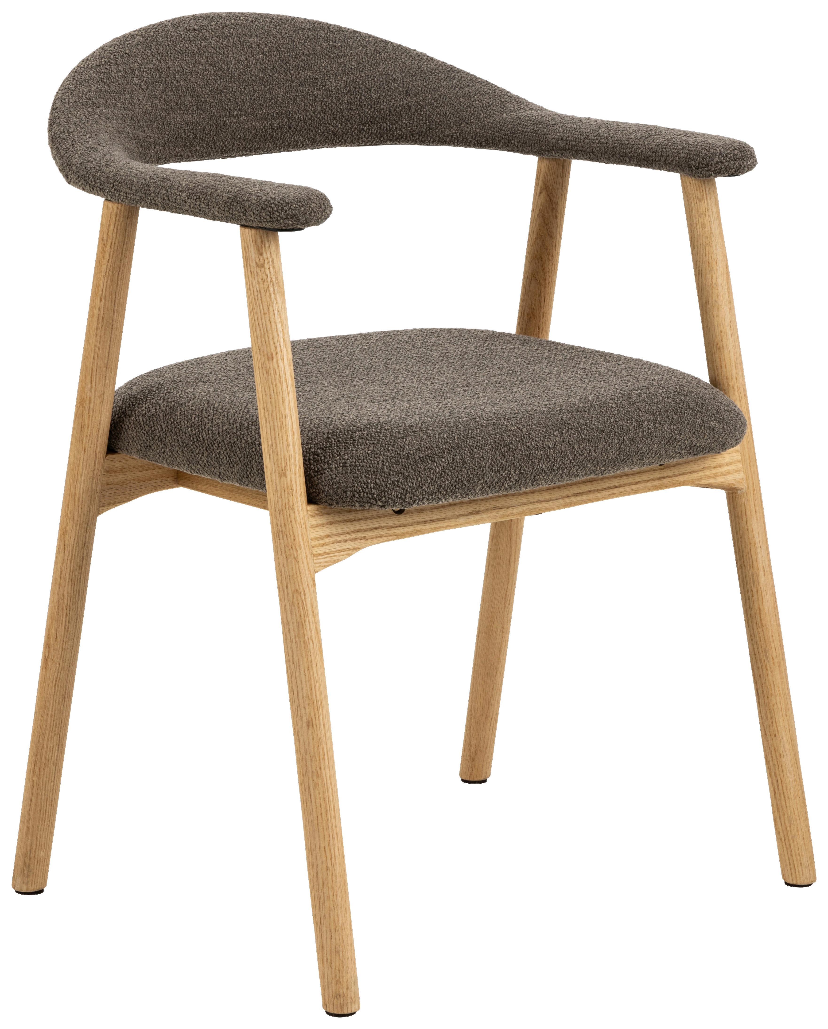 STOLIČKA S PODRÚČKAMI ADDI - farba duba/taupe, Design, drevo/textil (56/75,5/54cm) - MID.YOU