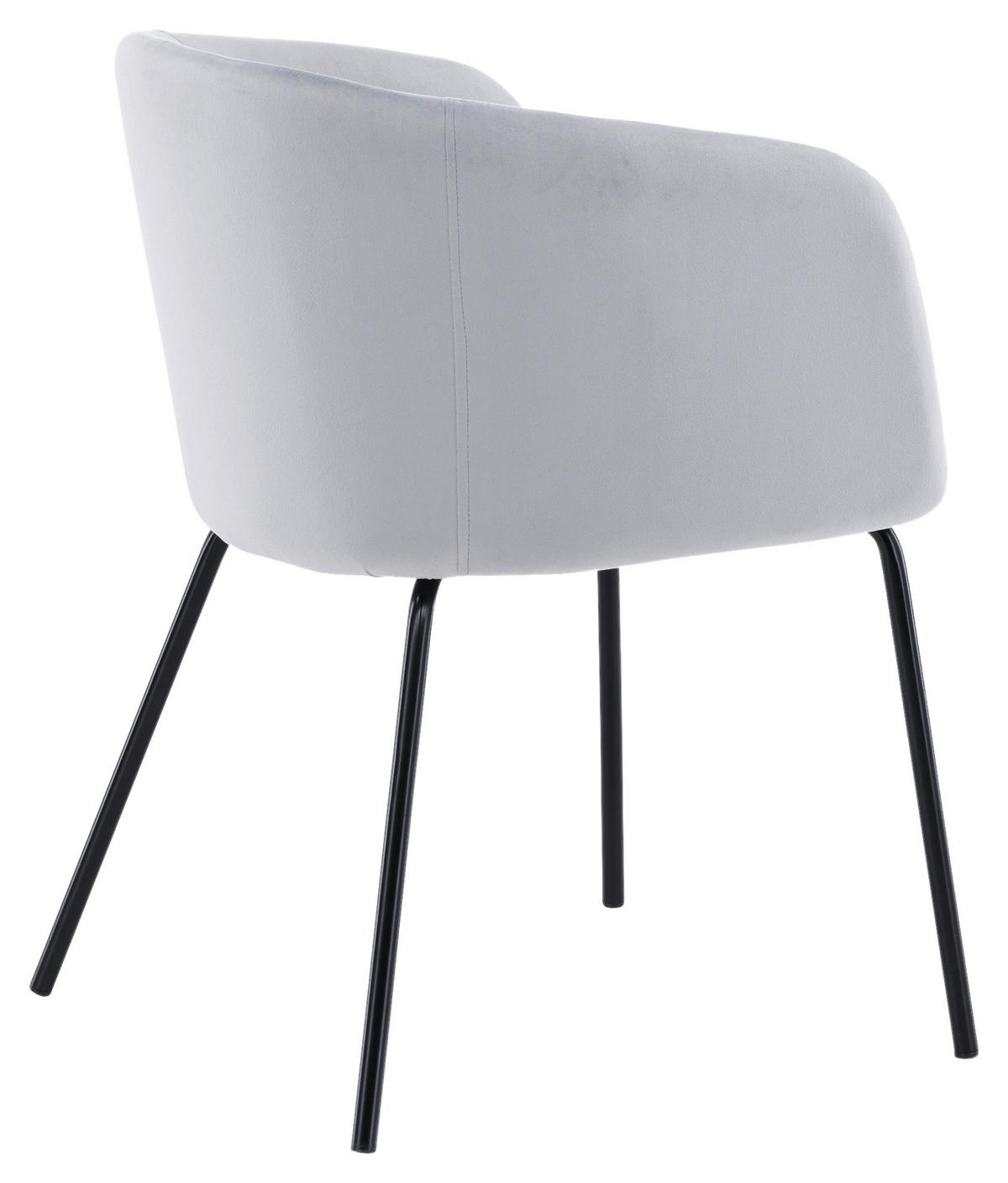 Armlehnstuhl Berit - Hellgrau/Schwarz, Design, Textil/Metall (55/78/55cm) - Livetastic