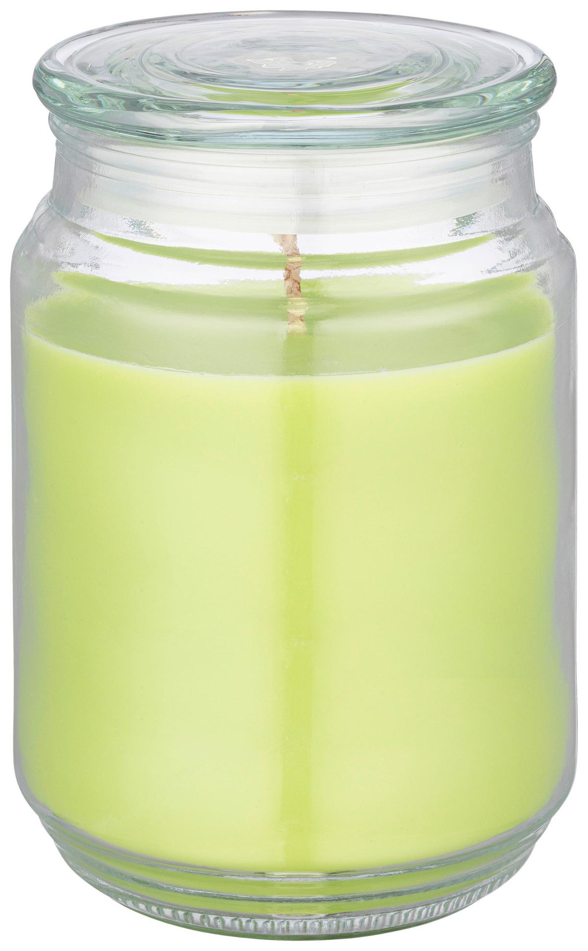 Kerze Im Glas Mit Deckel Leonie - Blau/Klar, KONVENTIONELL, Glas/Naturmaterialien (9.5/14cm) - Ondega