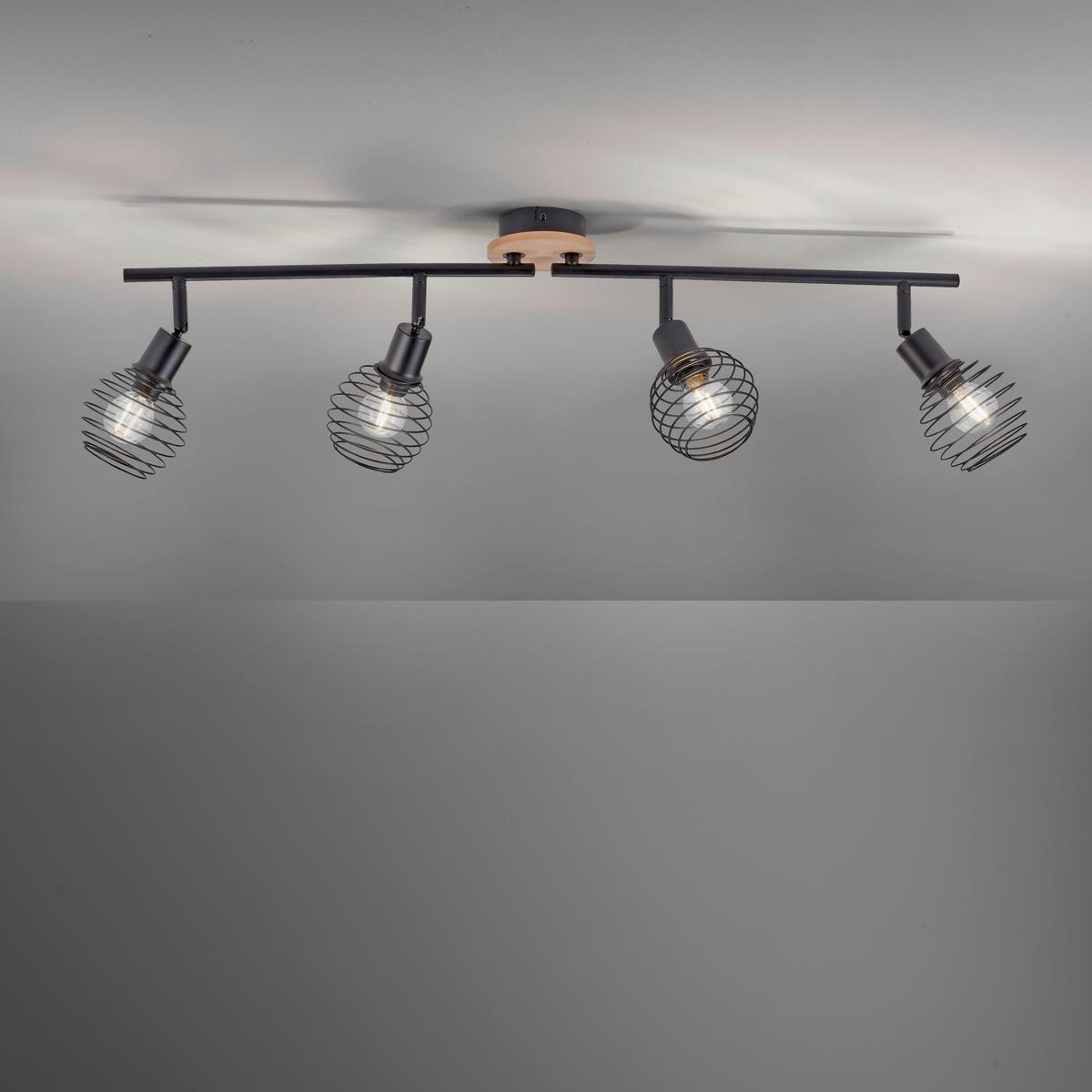 Deckenleuchte Eugen L: 92 cm 15924-79 Eugen - Schwarz, Natur, Holz/Kunststoff (92/87/24cm)