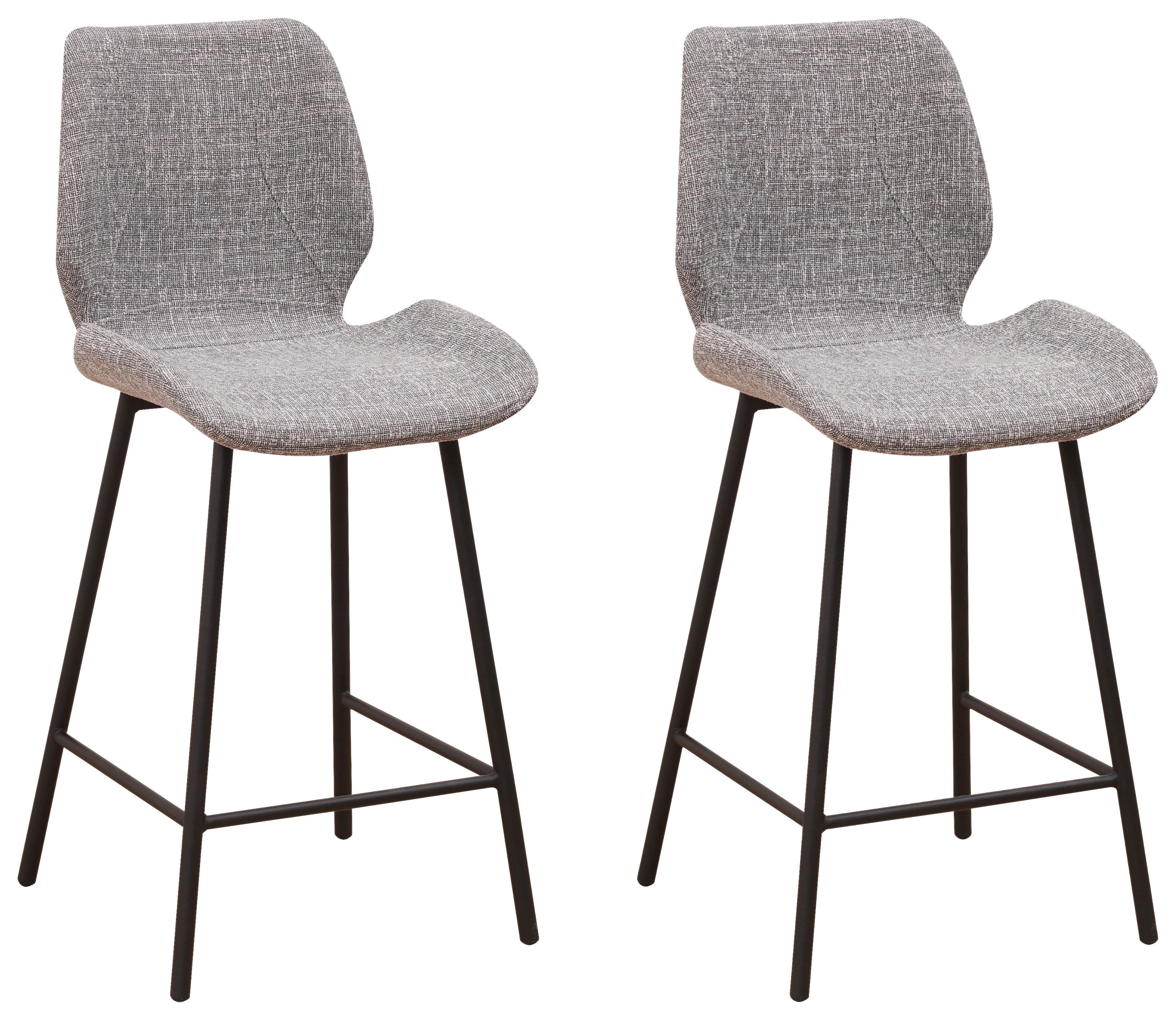 Barhocker-Set Barron - Schwarz/Grau, Design, Textil/Metall (47/99/55cm)
