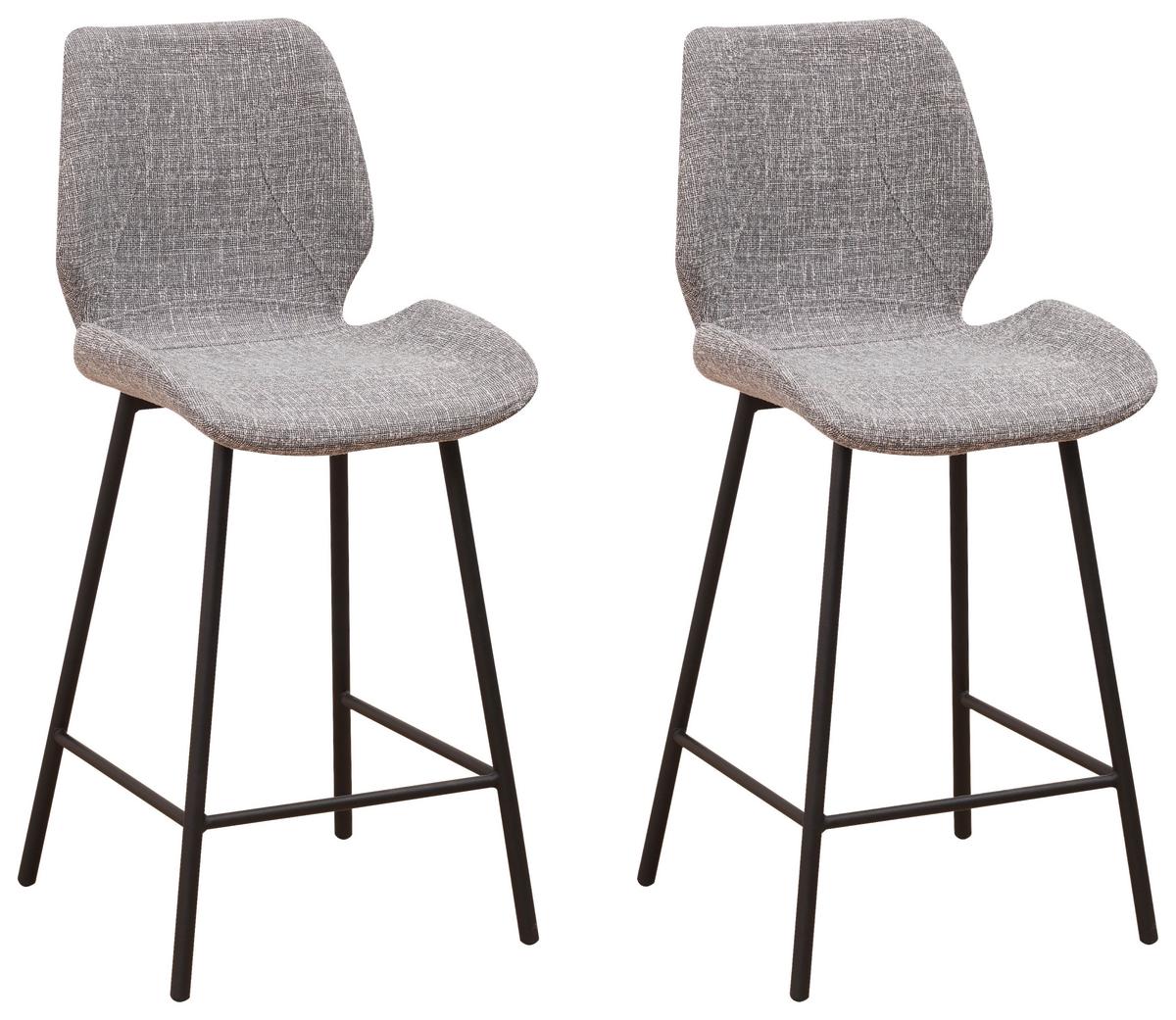 Barhocker-set Barron - Schwarz/Grau, Design, Textil/Metall (47/99/55cm)