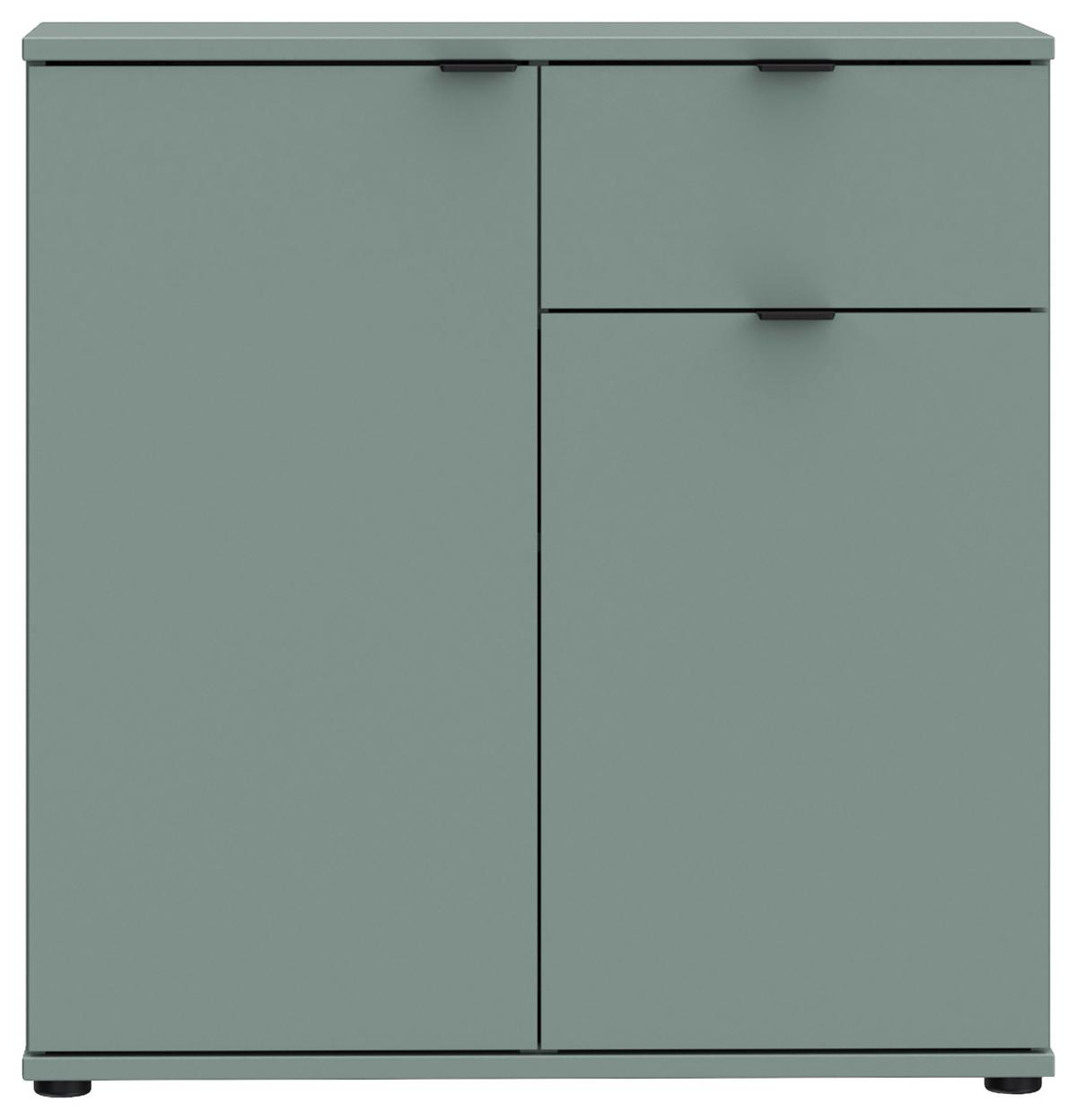 Komoda Ganymede, farba šalviovozelená, š: 80cm - čierna/šalviovozelená, Modern, kov/kompozitné drevo (80,1/82,3/34,1cm)