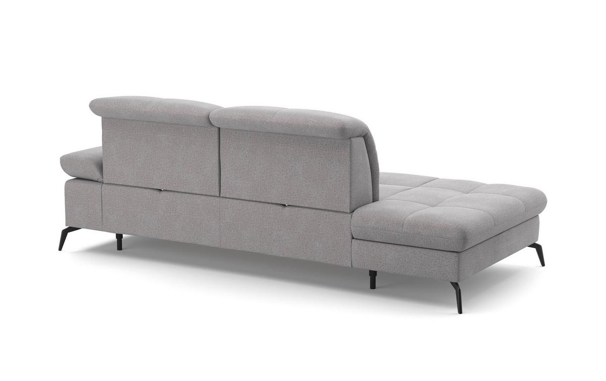 Récamiere Amica E, Hellgrau B: 231 Cm - Hellgrau/Schwarz, KONVENTIONELL, Textil (231/90/122cm) - Sit & More