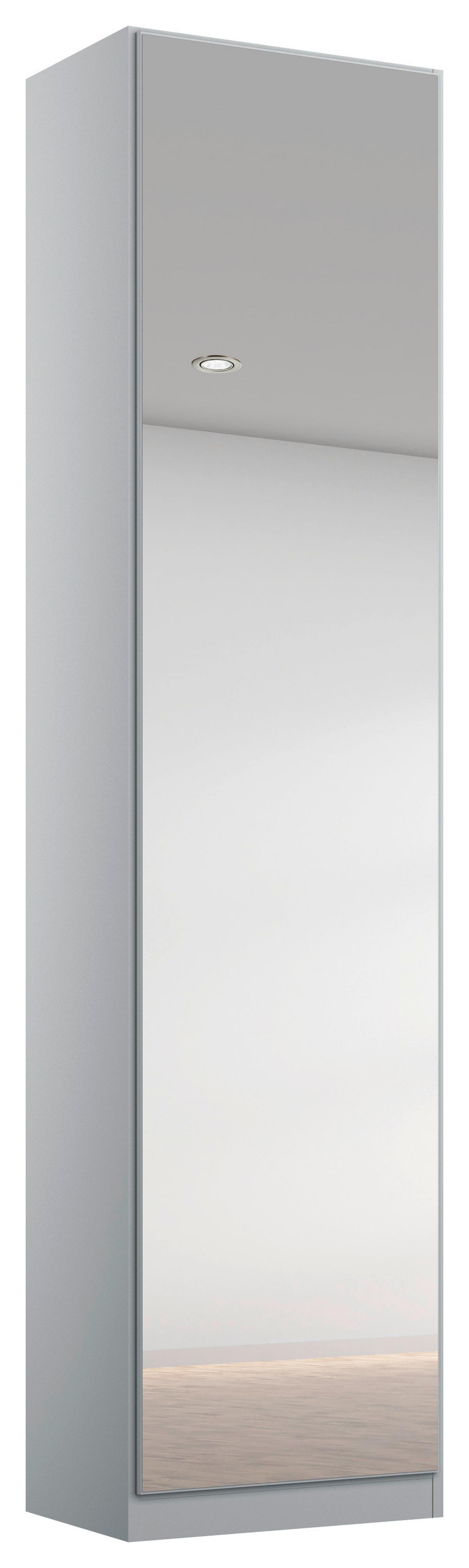 Drehtürenschrank Mit Spiegel 47 Cm Alabama, Seidengrau - Silberfarben/Hellgrau, MODERN, Holzwerkstoff (47/229/54cm)