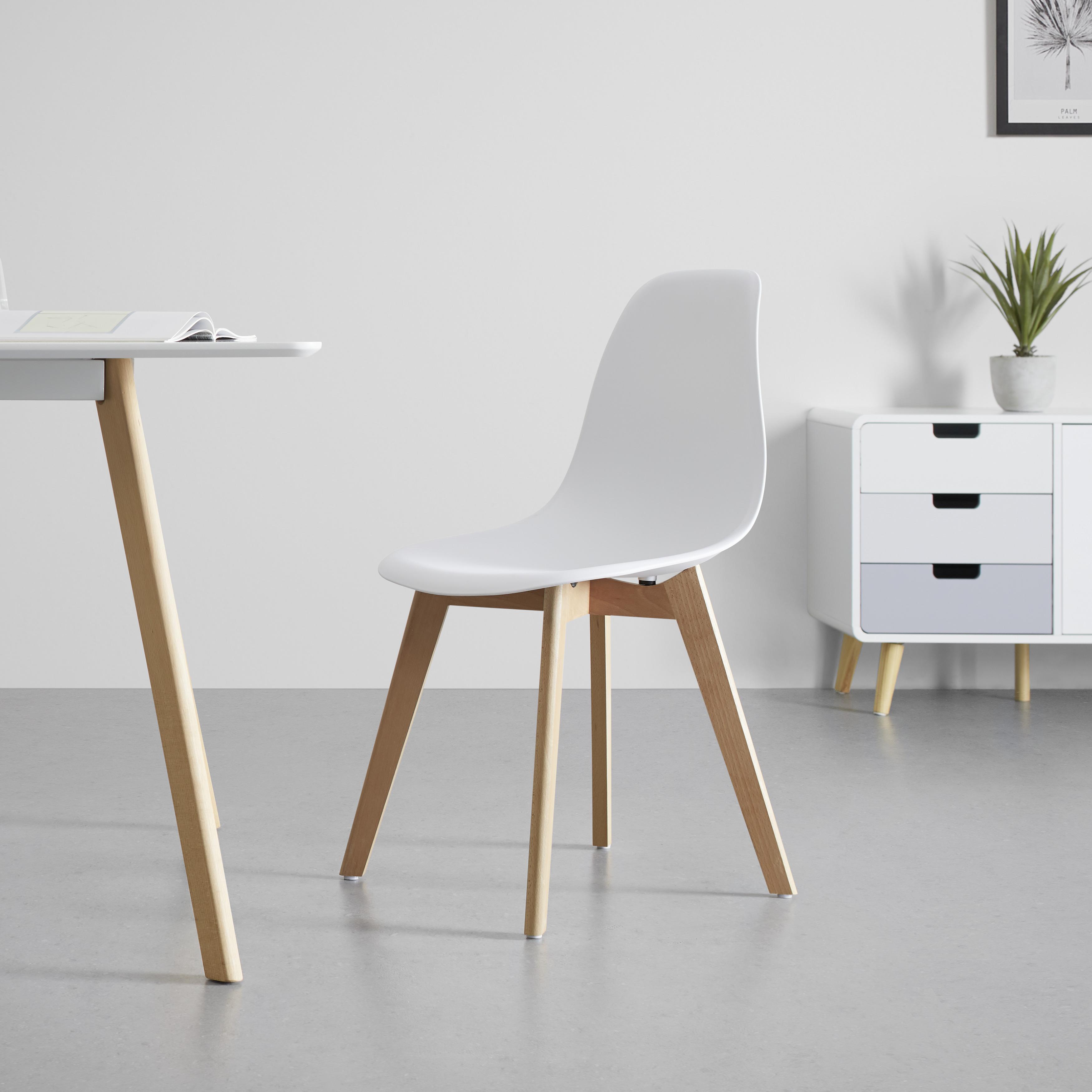 Jídelní Židle Frieda - bílá/barvy buku, Moderní, dřevo/plast (54/87,50/46cm) - Modern Living