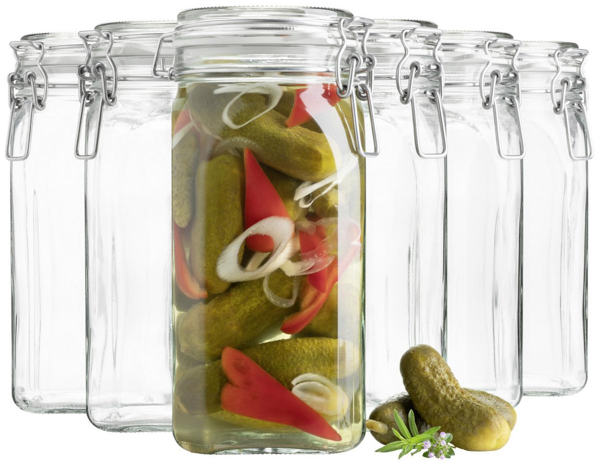 Einmachgläser 6er-set Gothika Je.1,45 Liter, Auslaufsicher - Transparent, Basics, Glas (1450ml) - Mäser