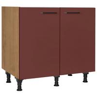 Spülenunterschrank Easytouch - Eichefarben/Rot, MODERN, Holzwerkstoff (90/87/56cm) - Nobilia