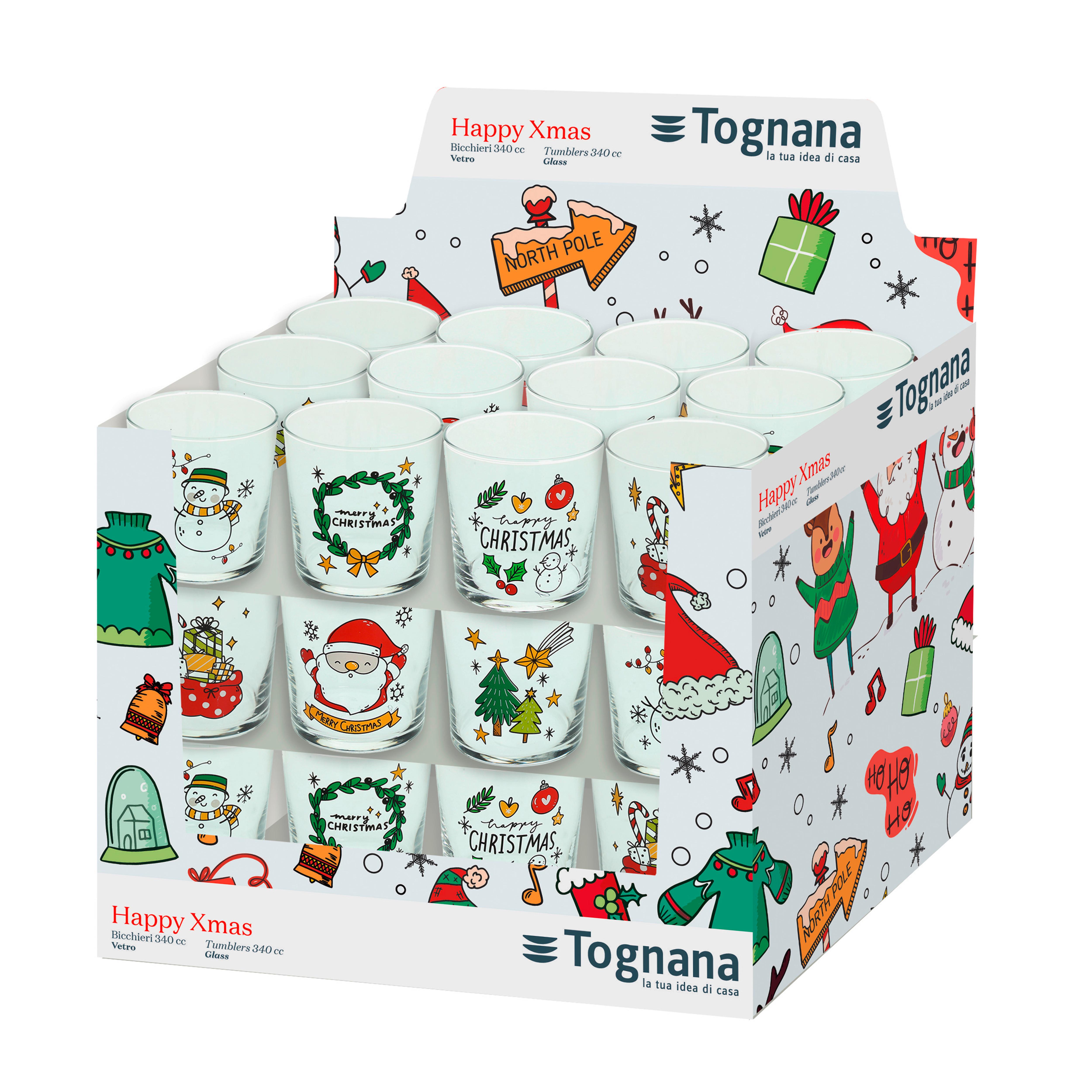 Pohár Xmas Kb. 330ml - többszínű, Üveg (8/9cm)