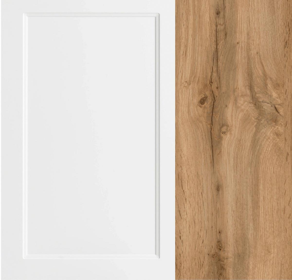 Eckküche Meran ohne Geräte 240x300 cm Weiß/Eiche Dekor - Eiche Wotan/Weiß, LIFESTYLE, Holzwerkstoff (240/300cm) - Held