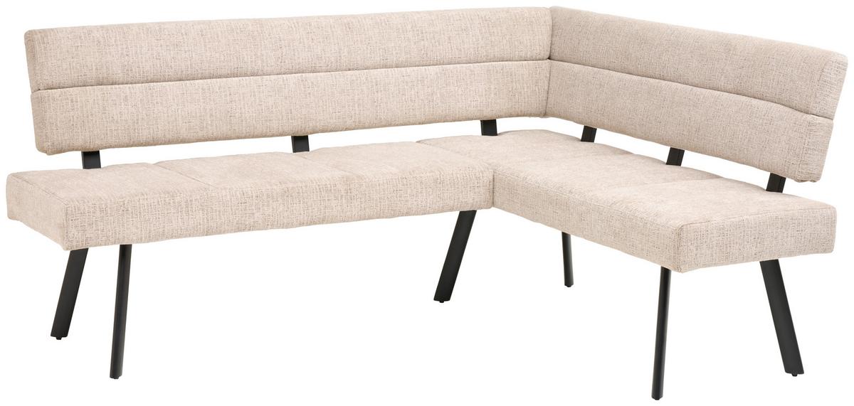 Eckbank Paros Beige, S: 190 X150cm - Beige/Schwarz, KONVENTIONELL, Textil/Metall (190/150cm) - MID.YOU