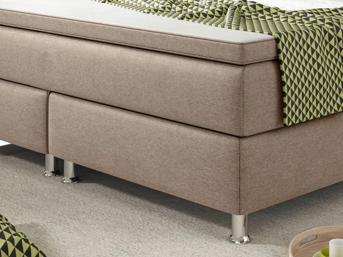 Boxspringbett Mit Topper Kingsize 180x210 Köln - Silberfarben/Cappuccino, KONVENTIONELL, Textil (180/115/210cm) - MID.YOU