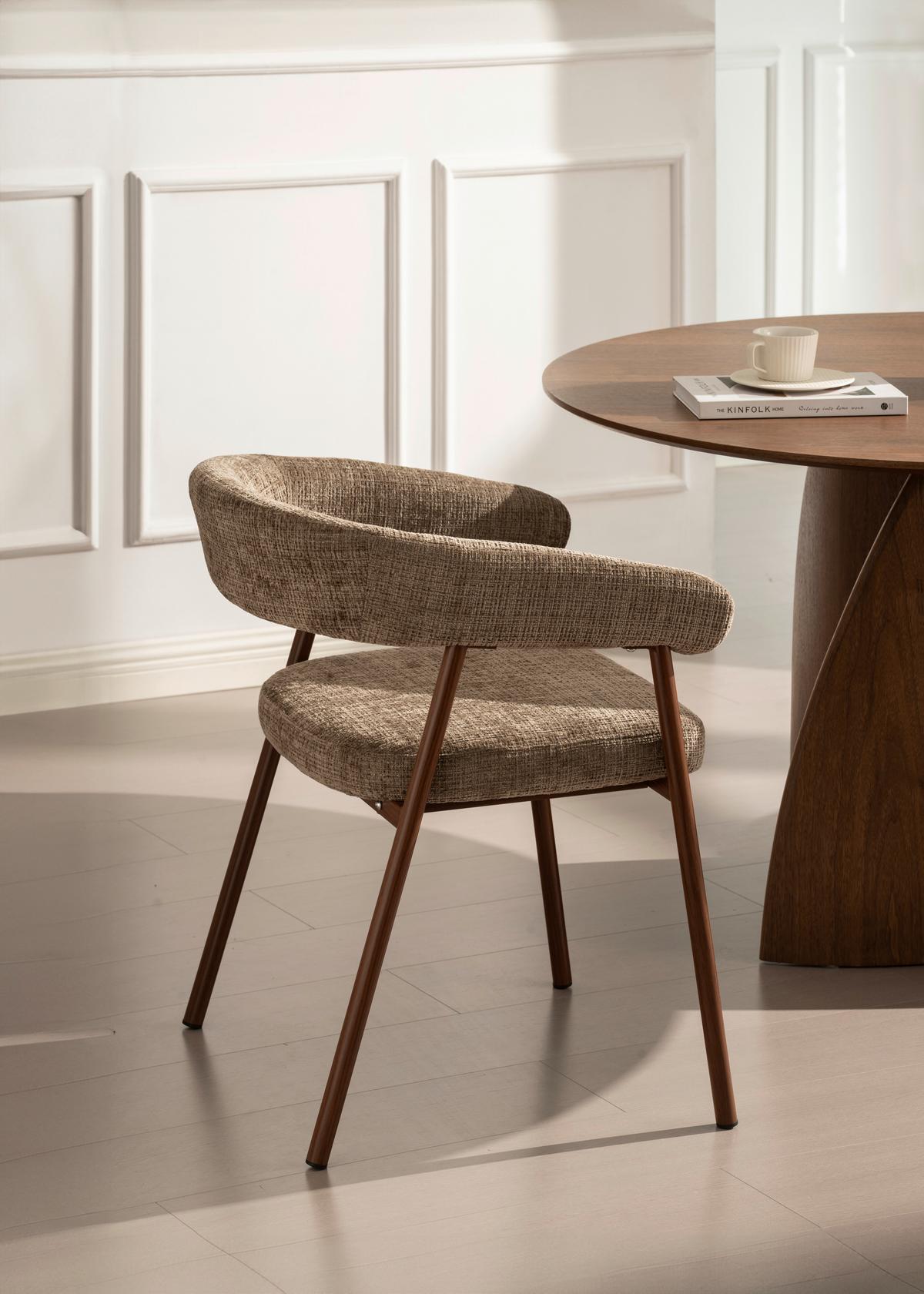 Armlehnstuhl Flora Braun/Walnussfarben B: 56 cm - Walnussfarben/Braun, MODERN, Holz/Textil (56/77/58cm) - Livetastic