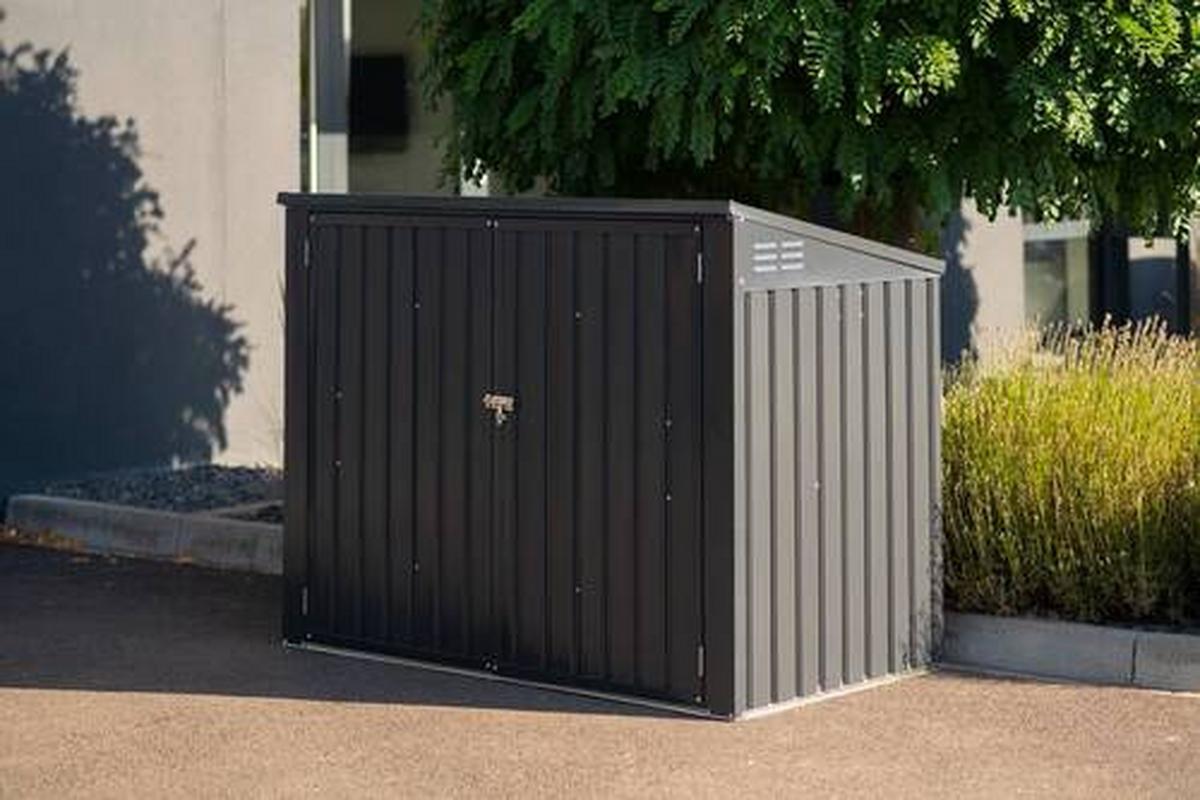 Box na odpadkové koše 240l, 5x3, kov - tmavě šedá, Basics, kov (172/131/100cm)