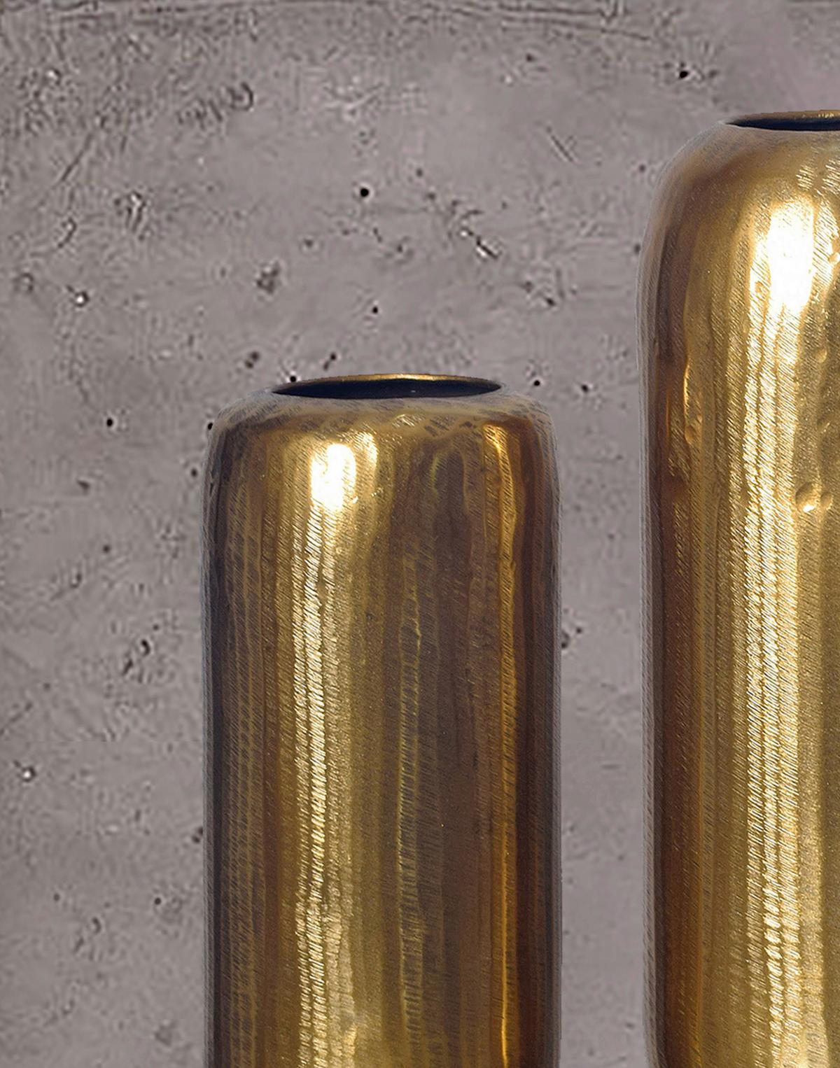 DEKOVASE 2er Set Goldfarben B: 16 cm - Goldfarben, Design, Metall - Livetastic