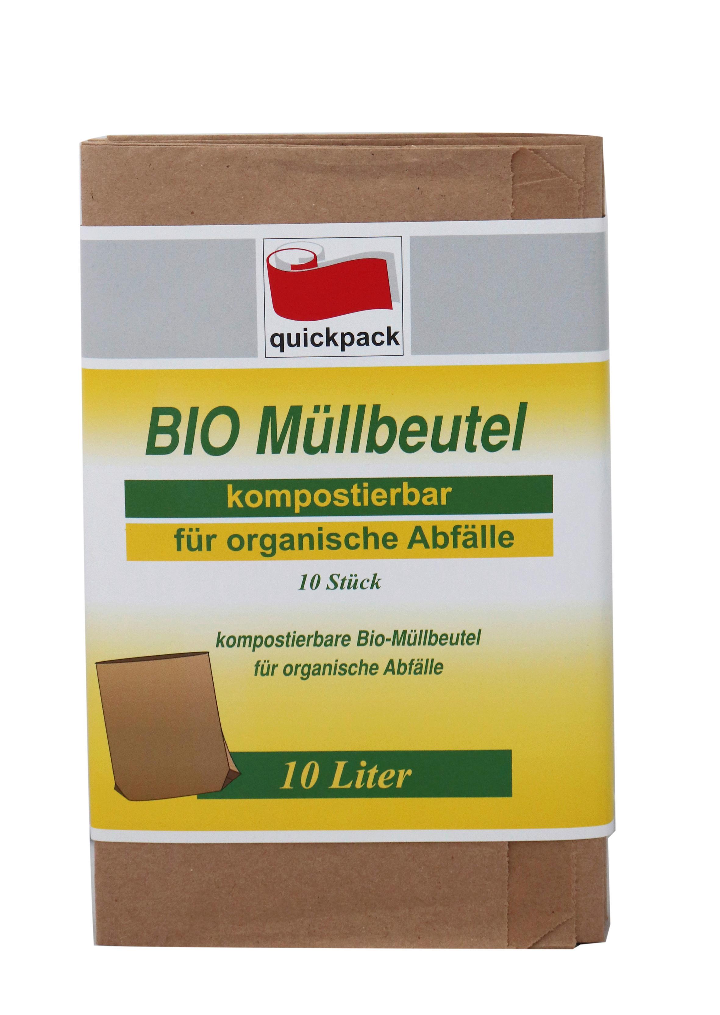 BIO Müllsack, 10 Liter kompostierbar - Braun, Basics, Papier - Quick Pack