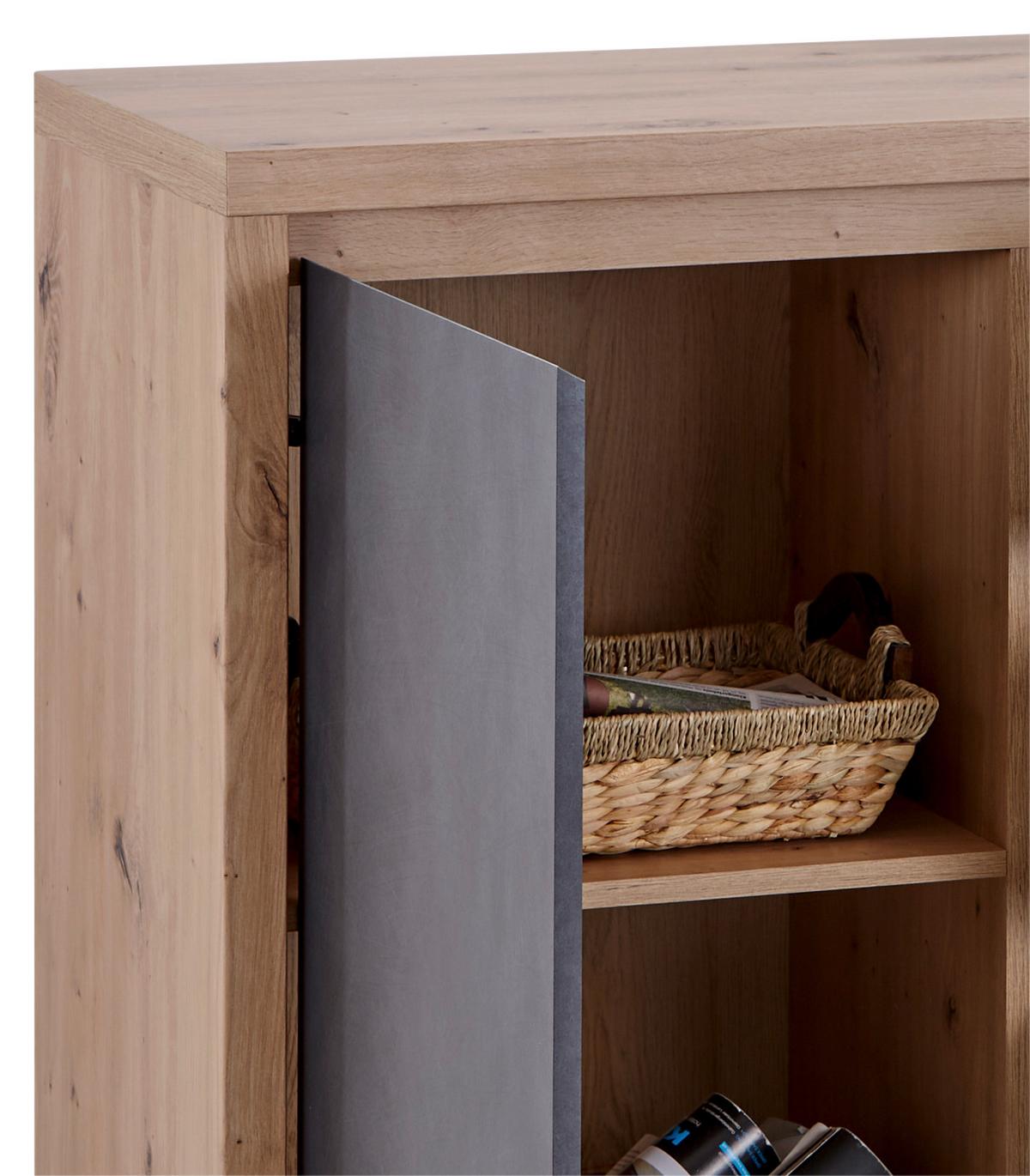 Kommode B: 143 cm Mit 2 Türen Larios, Graphitfarben/Eiche Dekor - Graphitfarben/Eiche Artisan, MODERN, Holzwerkstoff (143/91/40cm)