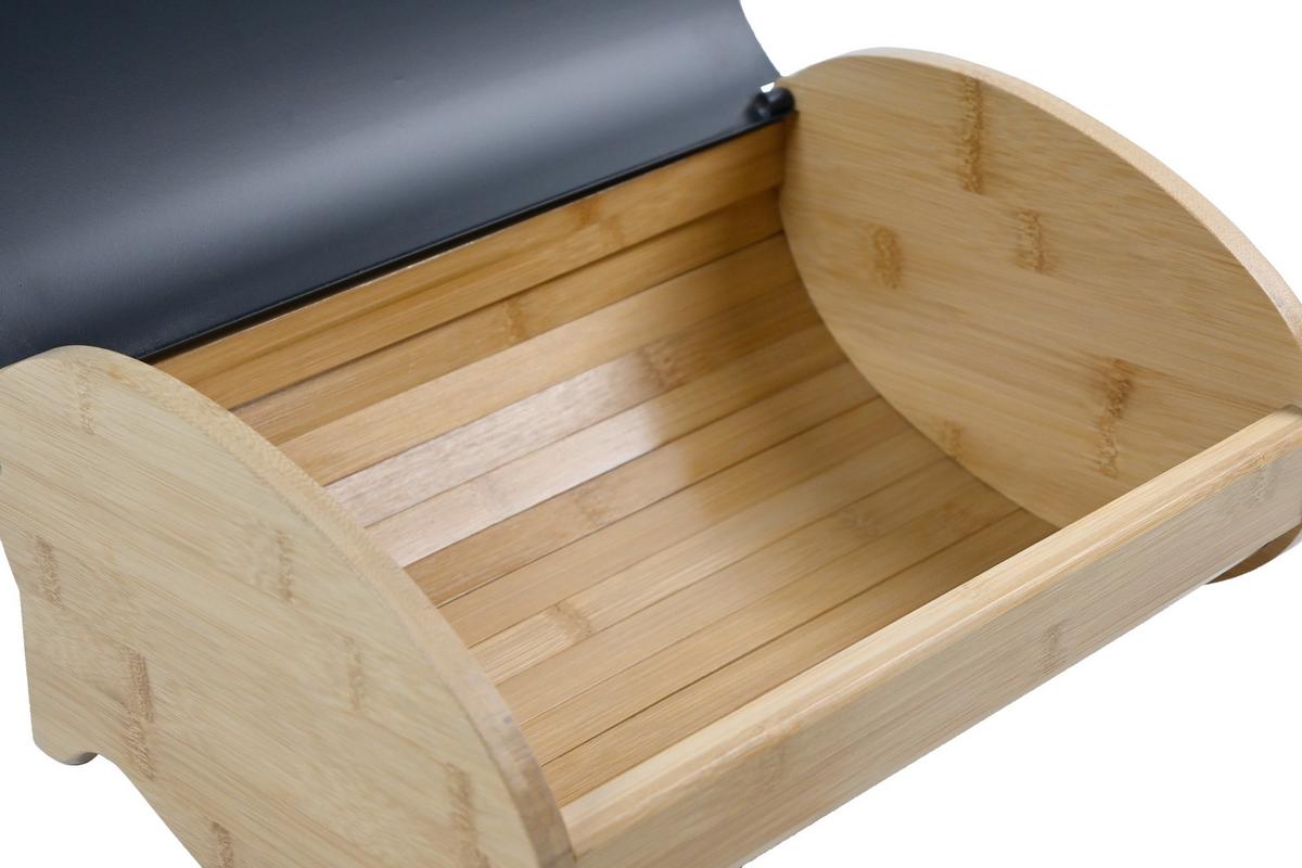 BOX NA CHLIEB SVEA - čierna/prírodná farba, Modern, kov/drevo (35/25/15,5cm) - Modern Living