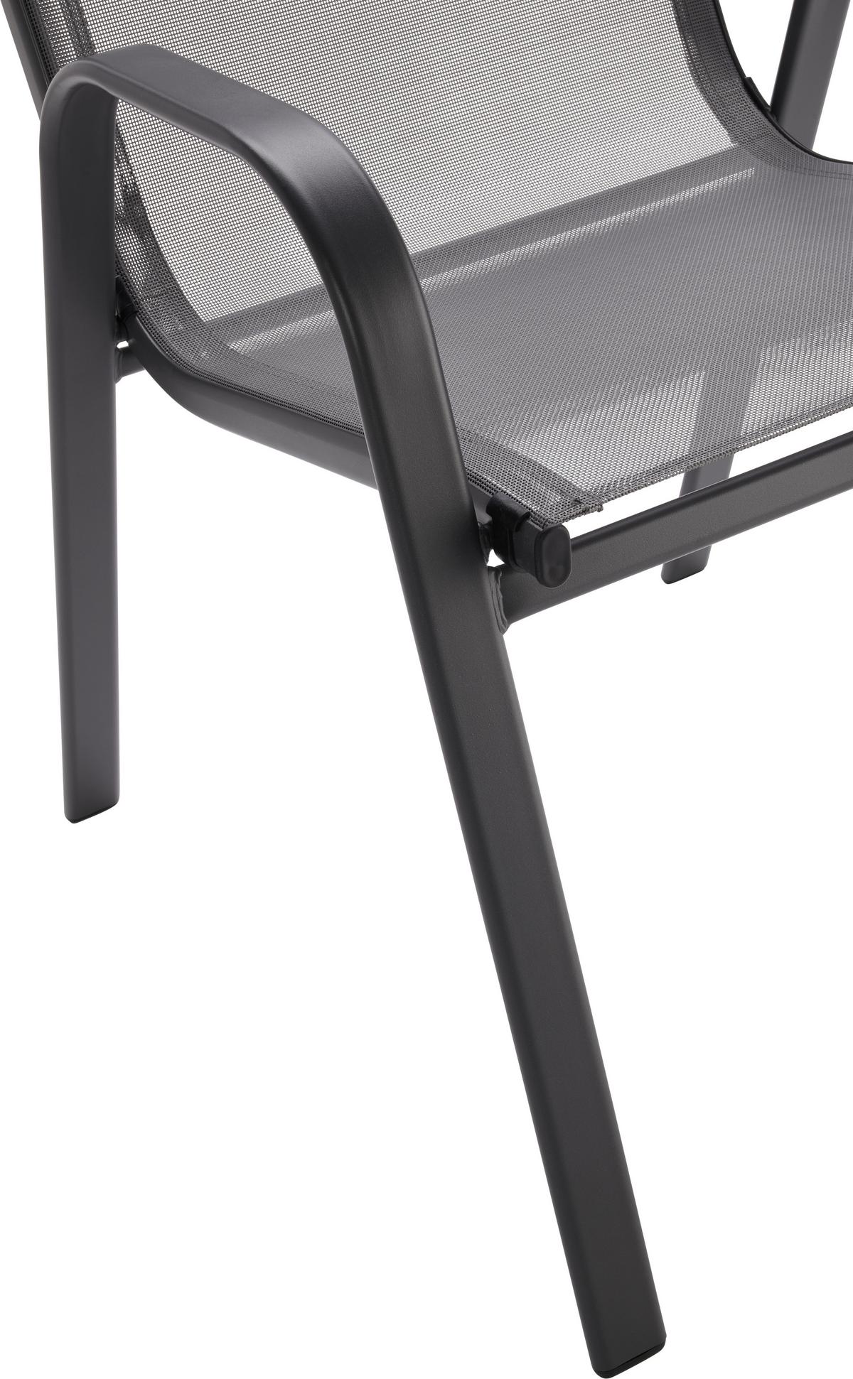 Gartensessel Stapelbar Alexis Stahl/Textilene - Anthrazit, MODERN, Textil/Metall (54/92/73cm) - Ondega
