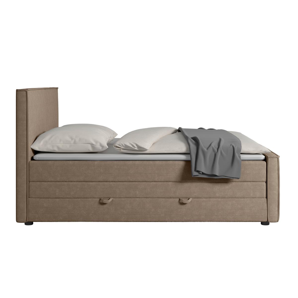 Boxspringbett Mit Bettkasten Algier 180x200 Cm Naturfarben - Schwarz/Naturfarben, MODERN, Karton/Holz (180/200cm) - MID.YOU