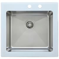 Spüle Respekta Edelstahl/Glas Bxt: 55x53 cm - Weiß, Trend, Glas/Metall (55/21/53cm) - Respekta