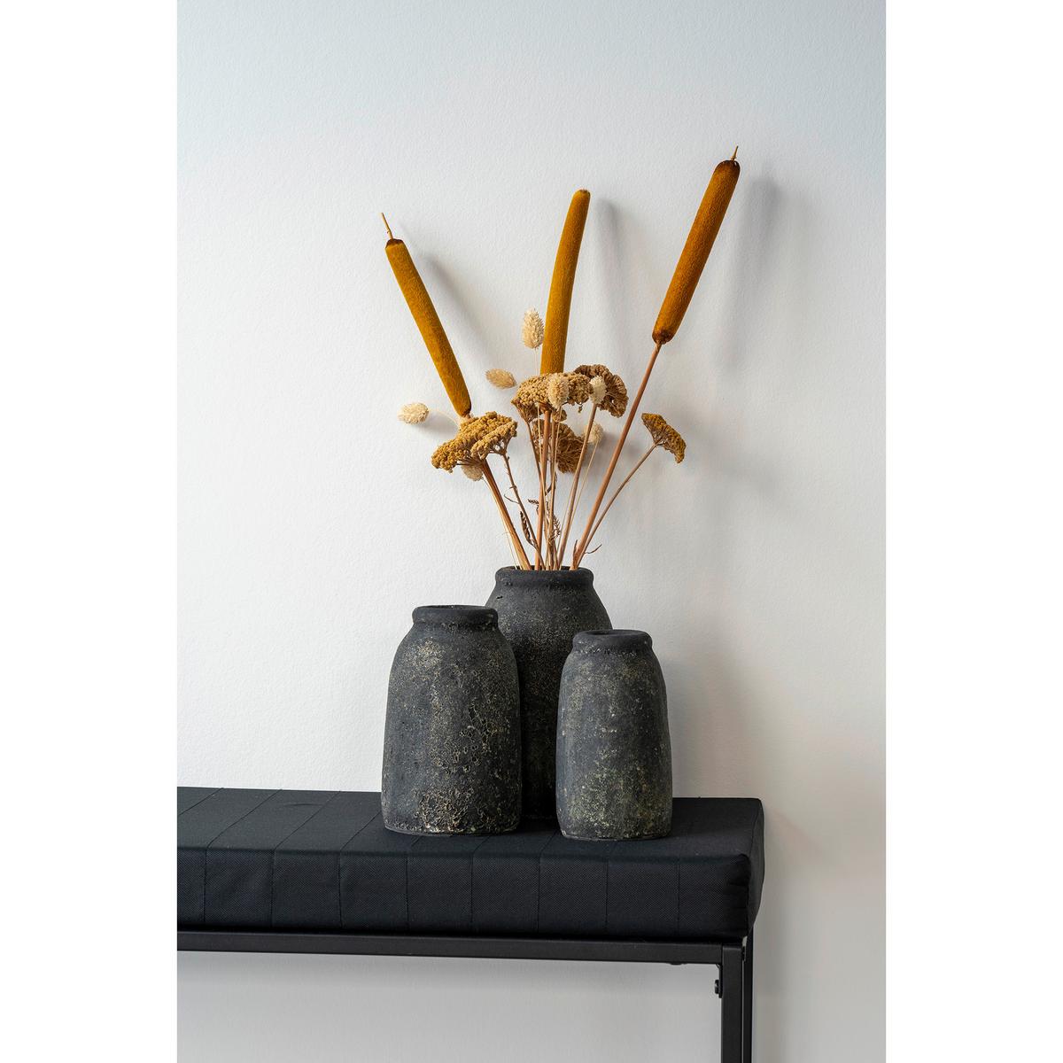 Vase Velas Keramik Grau Rund - Grau, Design, Keramik