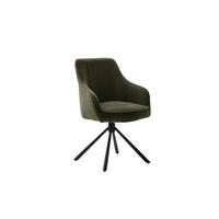 Armlehnstuhl Kasama Textil Olive 180° Drehbar - Schwarz/Olivgrün, KONVENTIONELL, Textil/Metall (62/91/62cm)