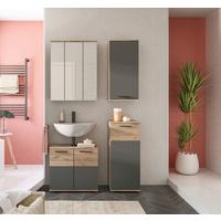 Kúpeľňa Mason, 4-dielna, dub - čierna/sivá, Modern, kompozitné drevo/plast (97cm) - MID.YOU