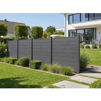 WPC Sichtschutz CARACAS grau, ca.960x10x170cm - Anthrazit, Basics, Kunststoff (960/10/170cm)