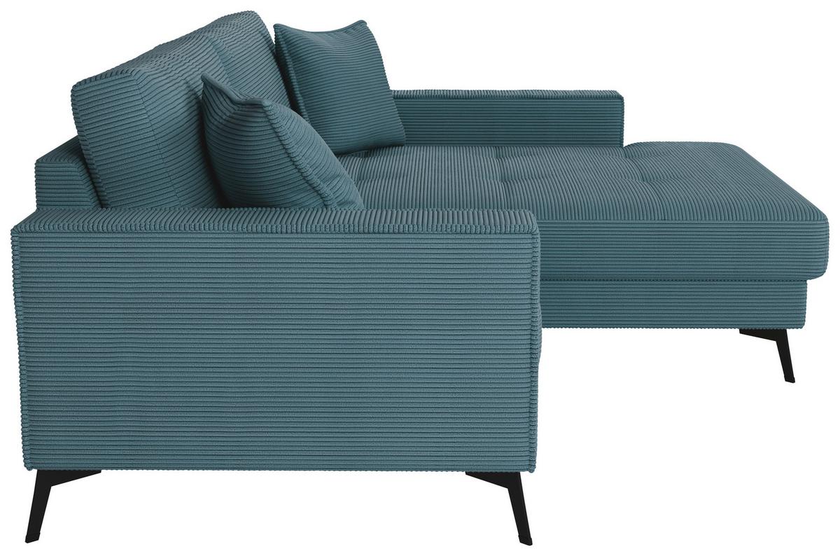 Ecksofa Ted Blaugrün S: 228x174 Cm - Blau/Schwarz, Trend, Textil (228/174cm)
