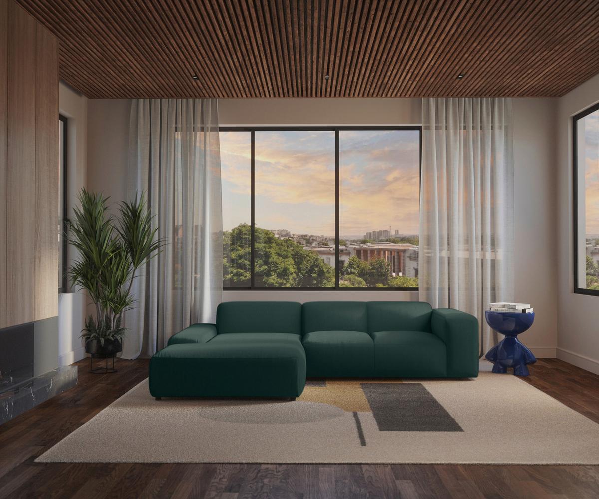 Ecksofa Hannah Grün 200x304 cm - Schwarz/Grün, Design, Textil (200/304cm) - MID.YOU