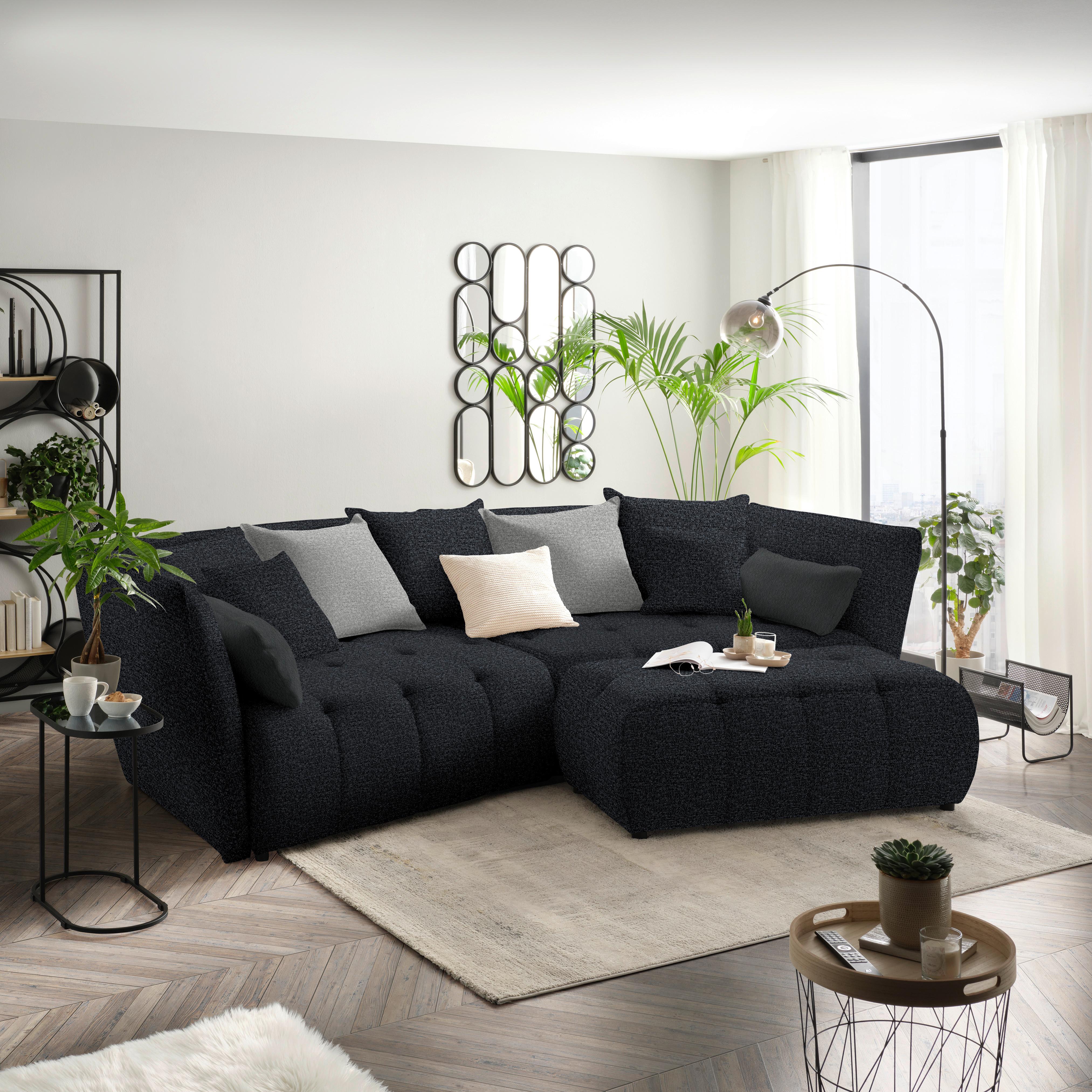 Boxspringová pohovka SOFI, tmavě šedá, světle šedá - šedá/černá, Moderní, textil (294/93/152cm) - Premium Living