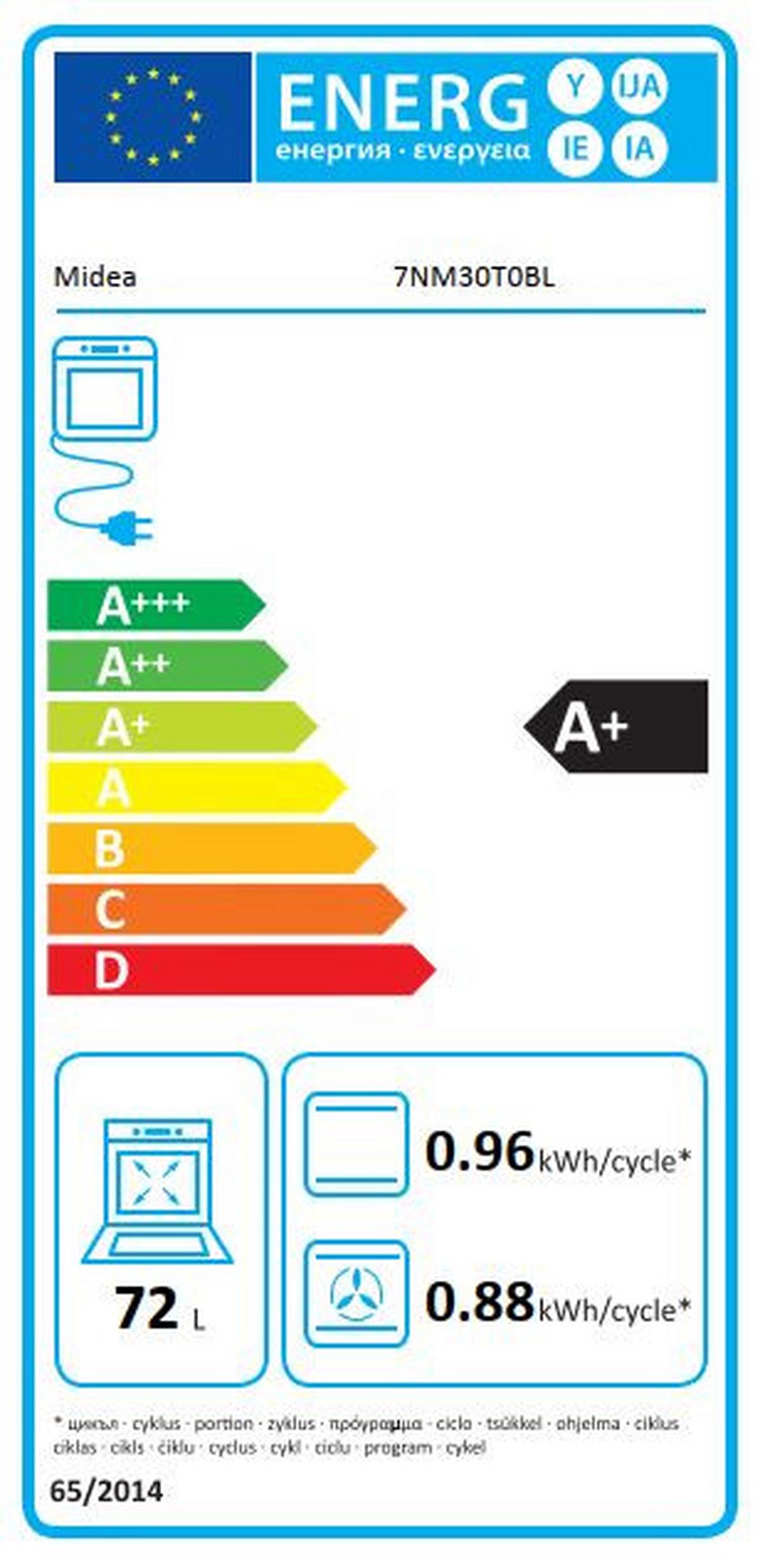 Backofen 7nm30t0bl - Schwarz, MODERN, Glas/Metall (59,6/59,5/56,6cm) - Midea