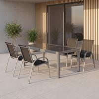 Gartenmöbel Set 5-tlg. Amalfi Aus Metall/textil - Silberfarben/Schwarz, MODERN, Textil/Metall - Gardenson