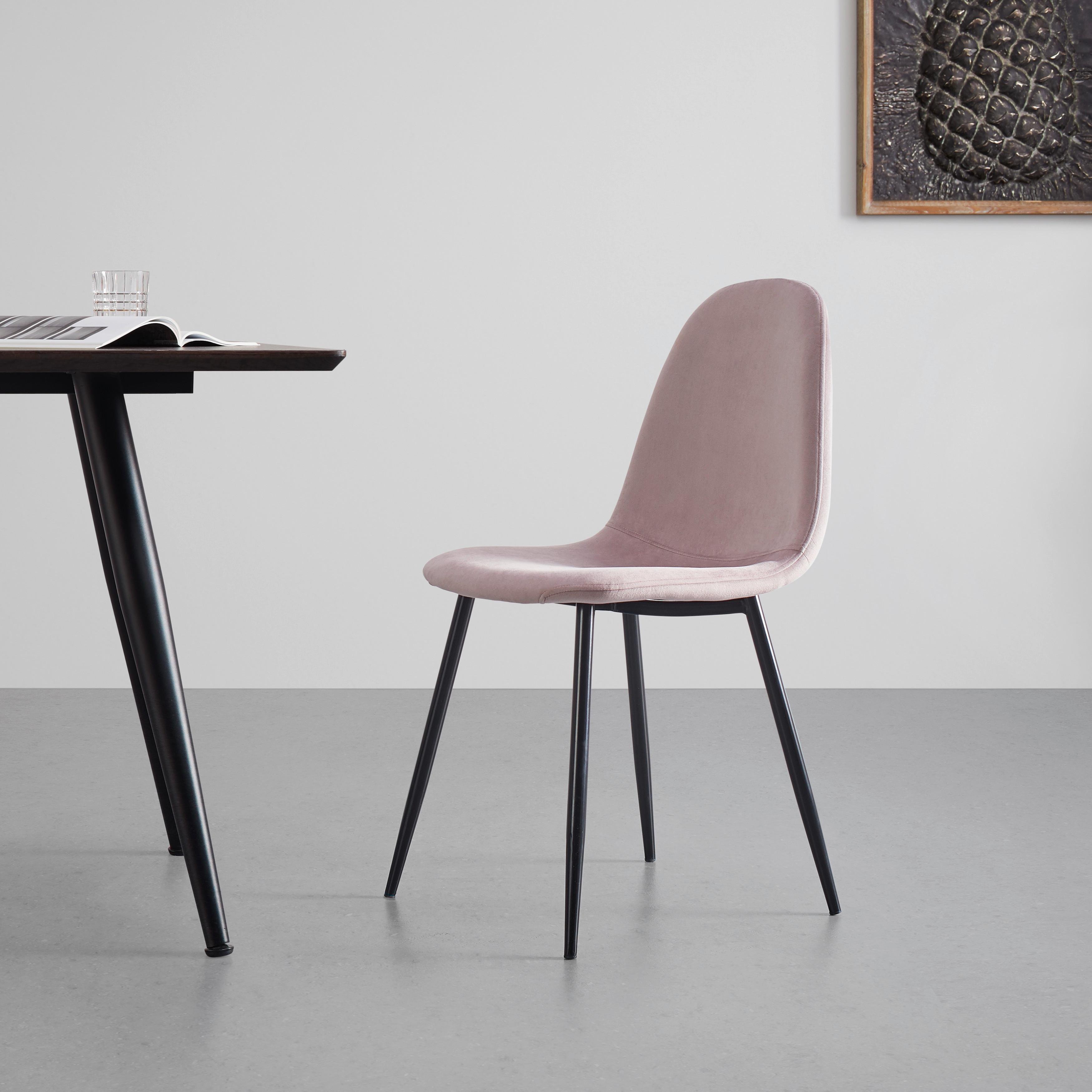 Sametová Židle Lio Růžová - růžová/černá, Moderní, kov/dřevo (43/86/55cm) - Bessagi Home