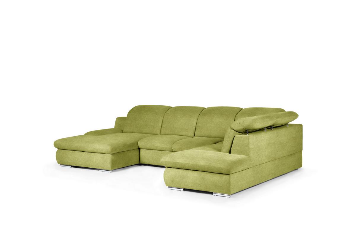 Wohnlandschaft Isona Grün - Chromfarben/Grün, Design, Textil (165/353/212cm) - Livetastic