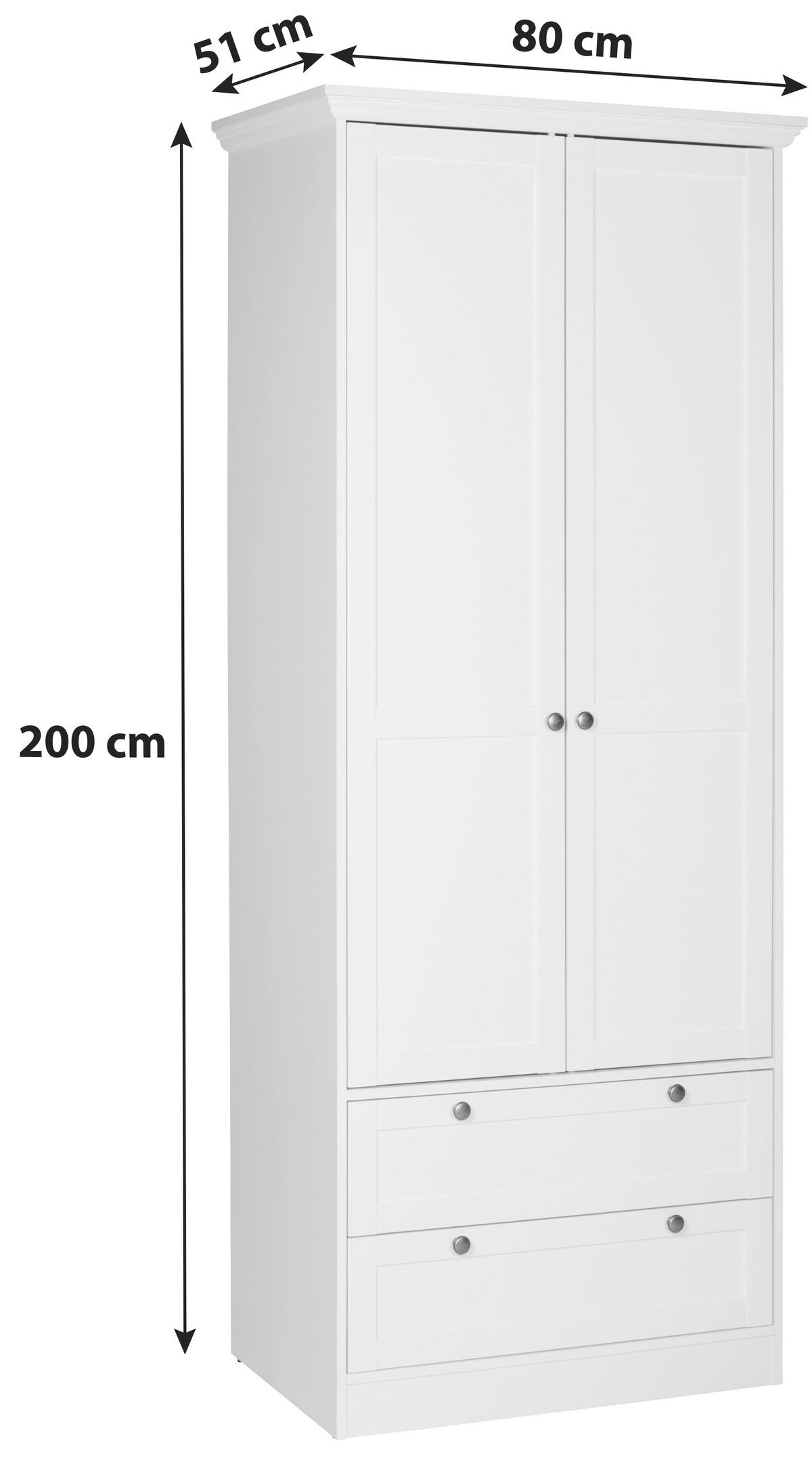 Kleiderschrank mit Schubladen 80cm Landwood 14 Weiß - Weiß, LIFESTYLE, Holzwerkstoff (80/200/51cm) - MID.YOU