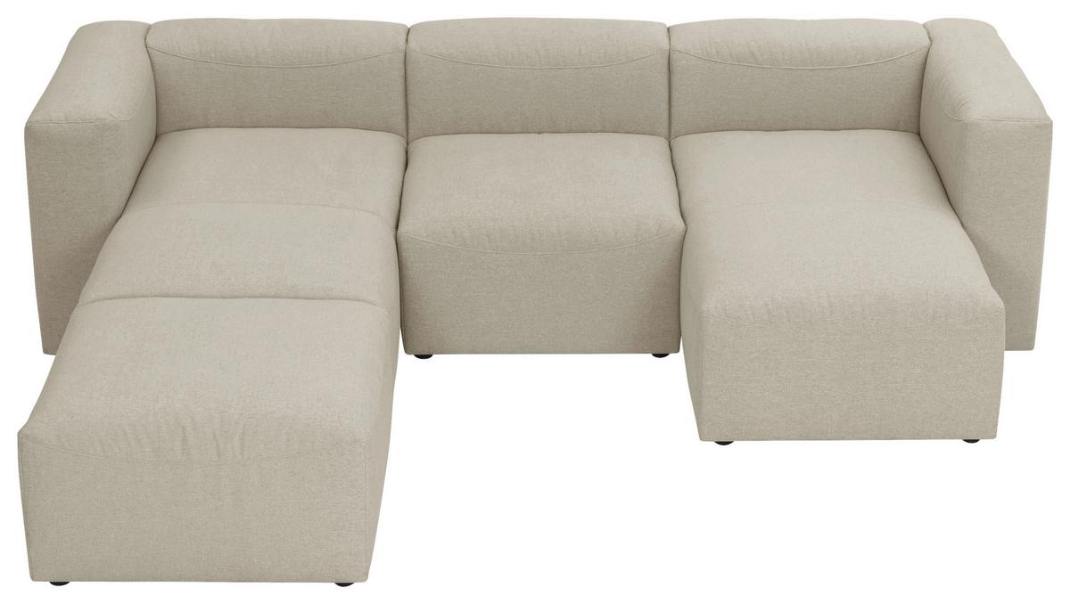 Wohnlandschaft Lena Creme Flachgewebe - Creme, Design, Textil (235/275/160cm) - Max Winzer