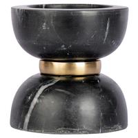Kerzenhalter Sorin Schwarz/Gold 12,75x12,75 cm - Goldfarben/Schwarz, Trend, Stein/Metall (12.75/12.75/14cm) - Kayoom