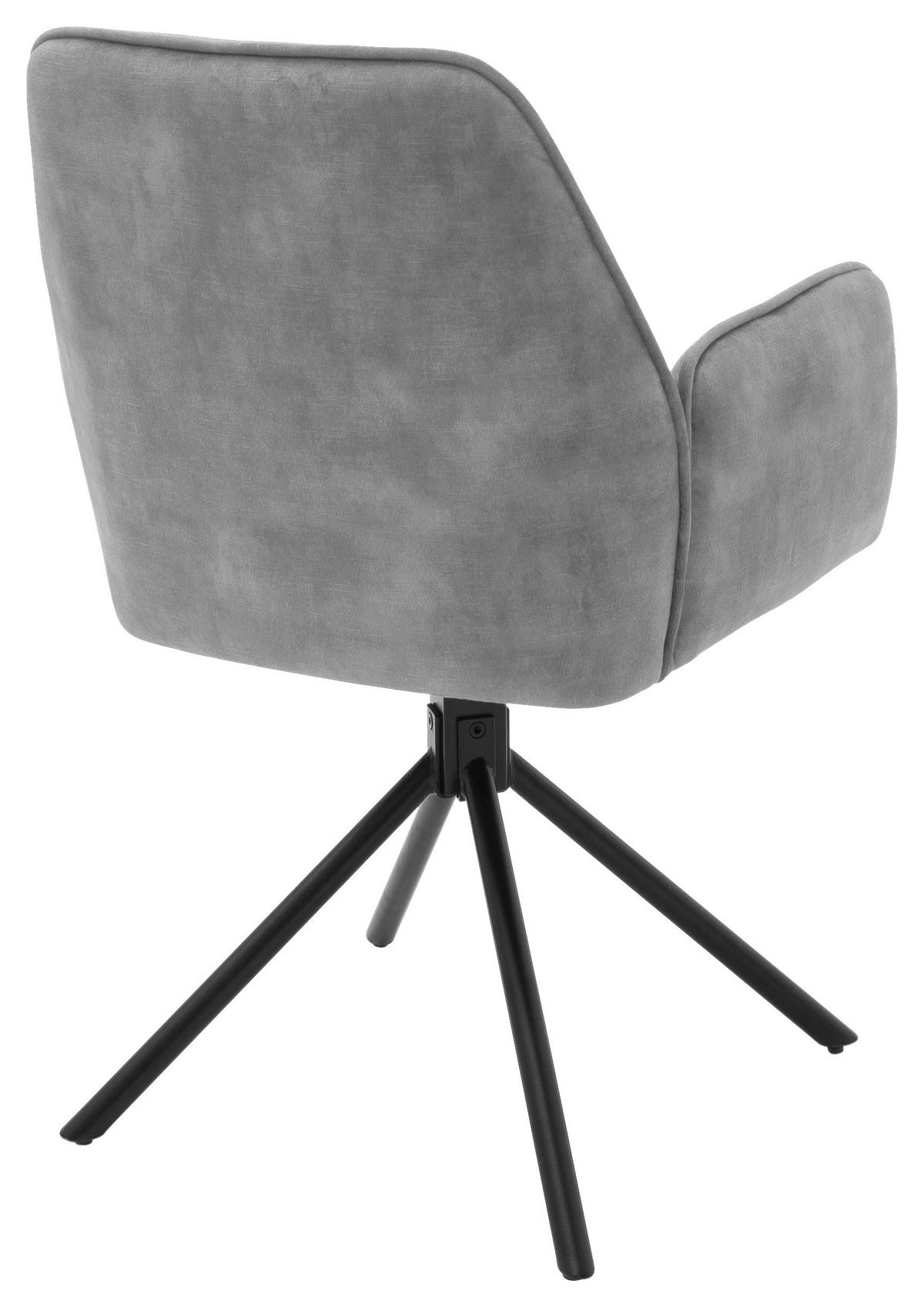 ŽIDLE S PODRUČKAMI OTTAWA - šedá/černá, Moderní, kov/textil (60/89/64cm) - Premium Living