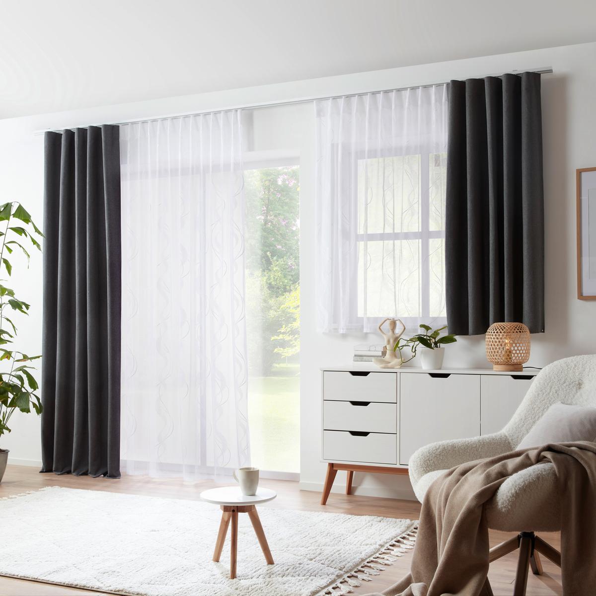 HOTOVÝ ZÁVĚS ULRICH -EXT- -TOP- - antracitová, textil (135/245cm) - Modern Living
