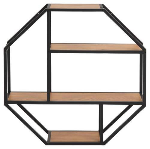 Nástenný regál SEAFORD - TREND - čierna/farba duba, Trend, kov/kompozitné drevo (77/77/20cm) - Livetastic