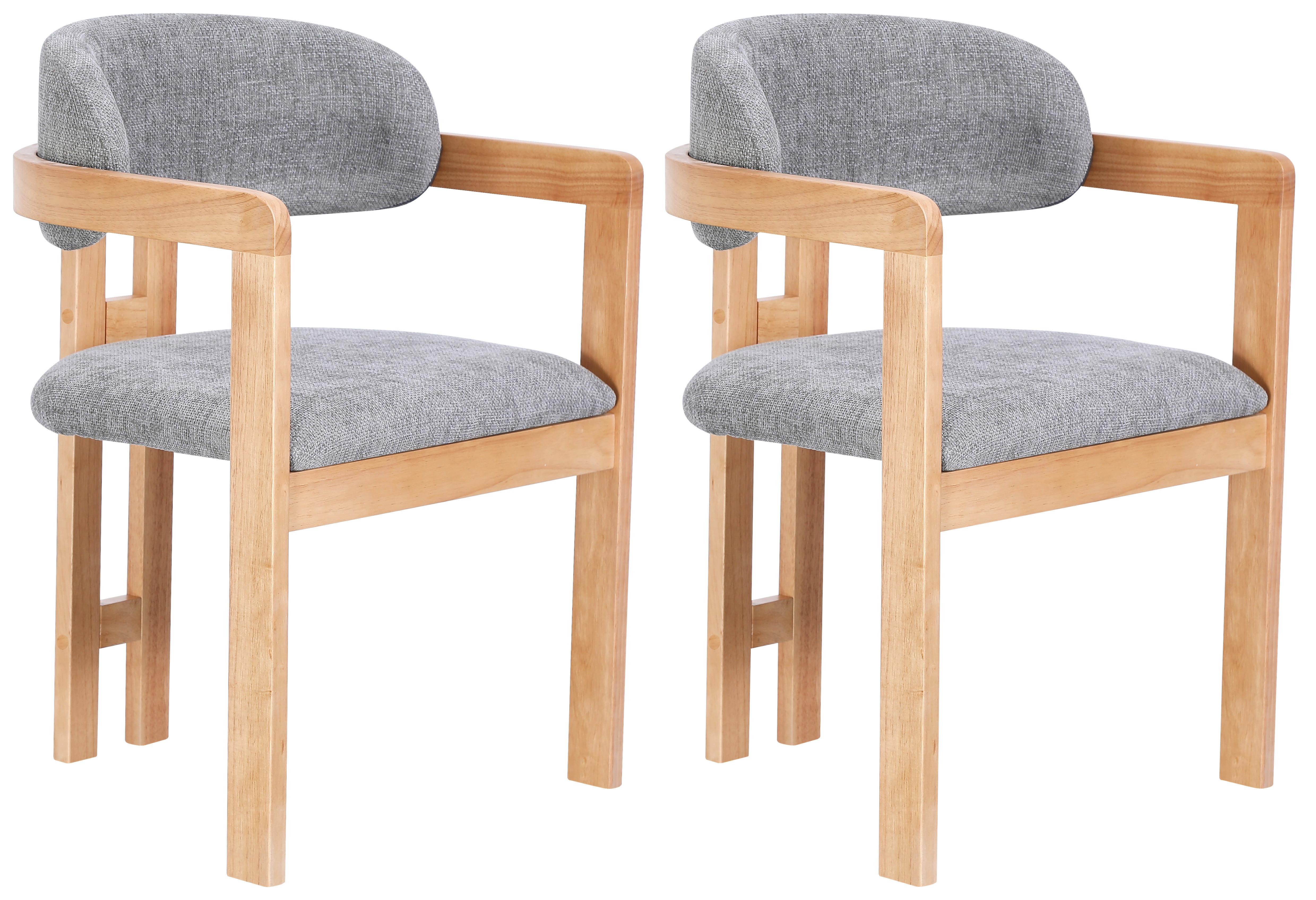 Armlehnstuhl Sally Grau Gepolstert - Eichefarben/Grau, MODERN, Holz/Textil (60/80/52cm) - MID.YOU