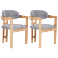 Armlehnstuhl Sally Grau Gepolstert - Eichefarben/Grau, MODERN, Holz/Textil (60/80/52cm) - MID.YOU